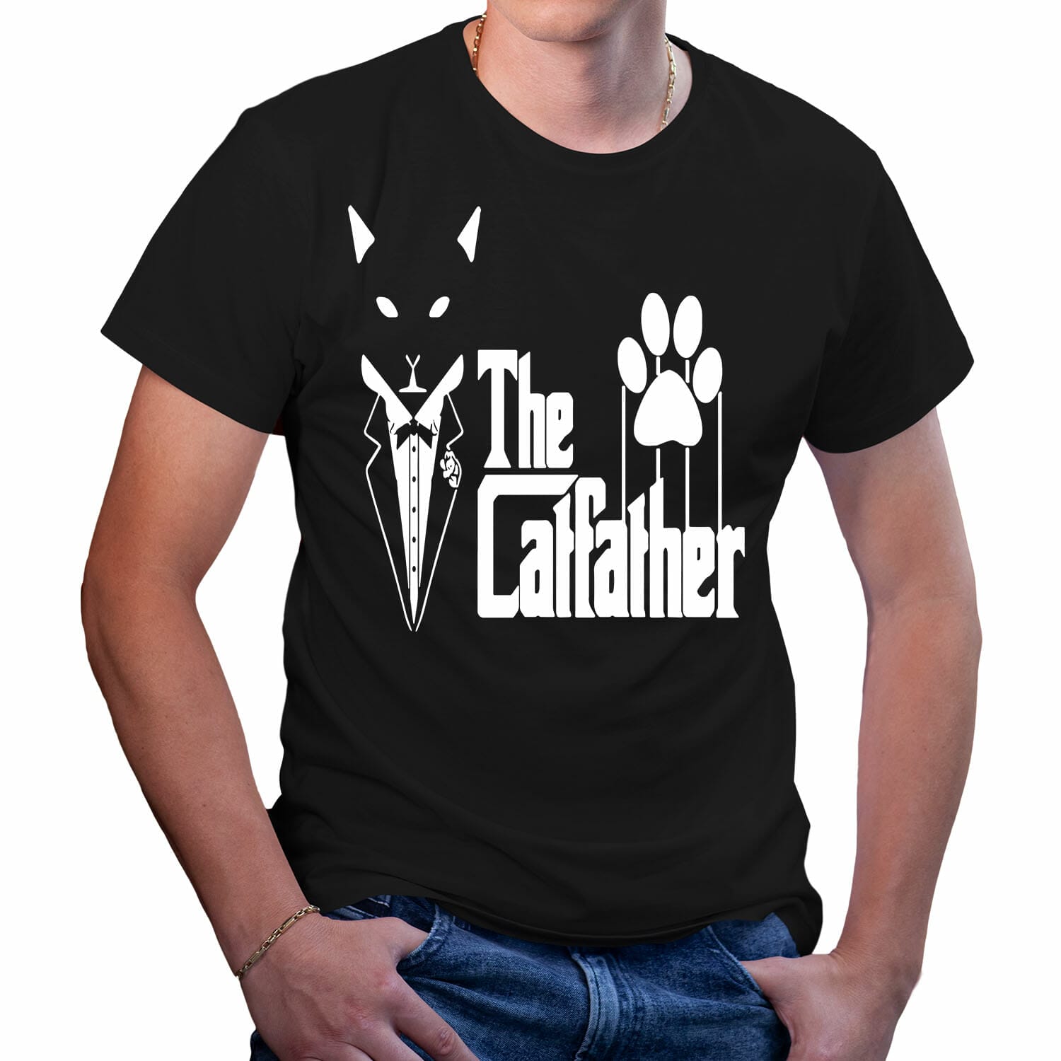 The Cat Father Tshirt Design for men
