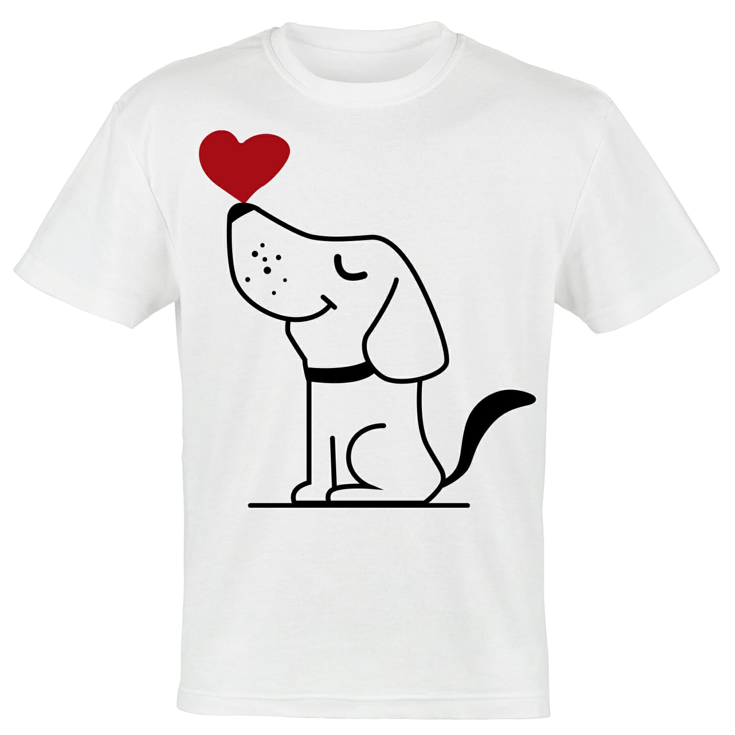 cute dog with a heart T-shirt design