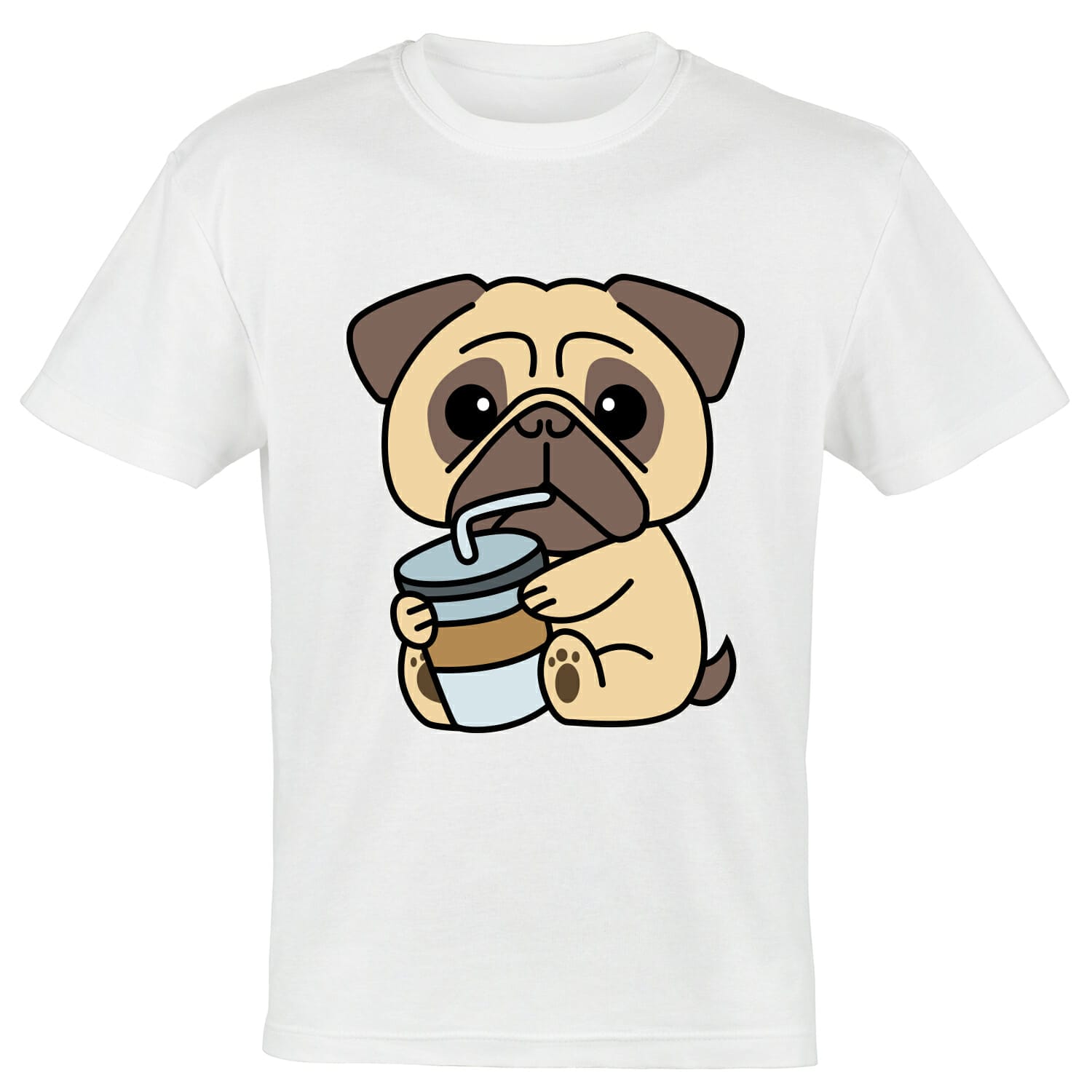 Pug Drinking Milkshake t shirt design