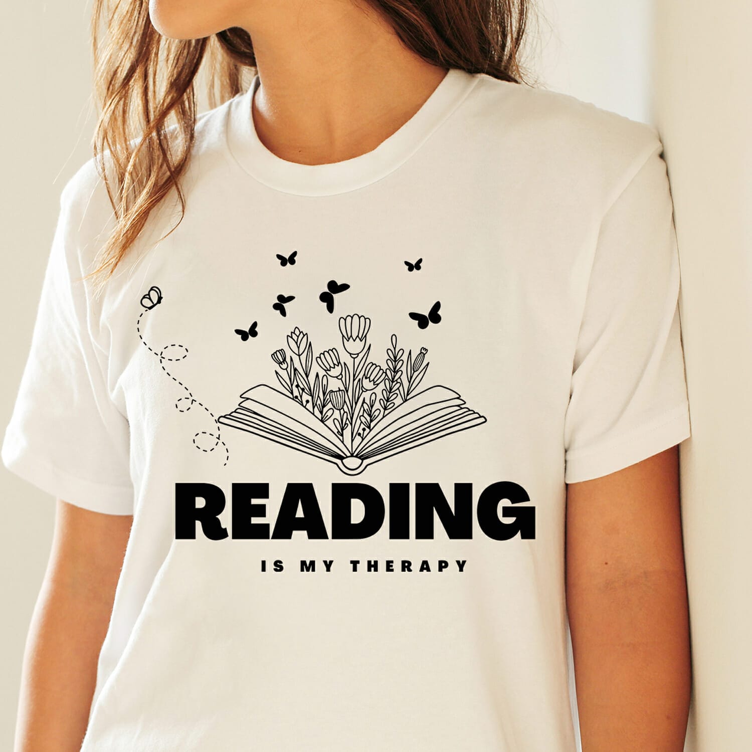 Reading is my Therapy Butterflies And Floral design for T-shirt