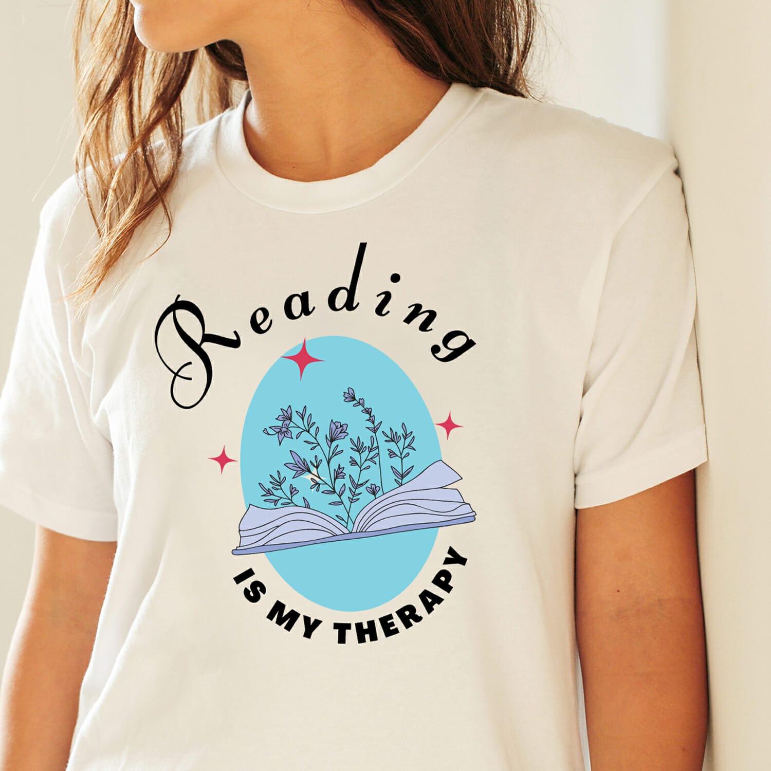 Reading is my Therapy - Floral T-shirt Design For Women
