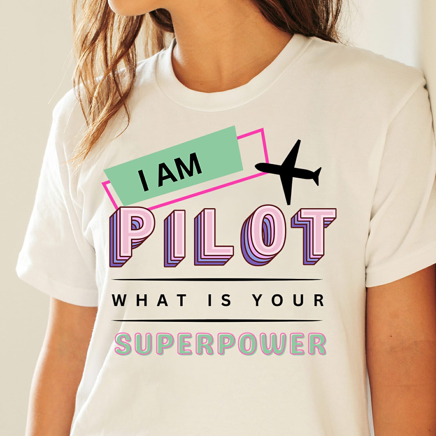 I am Pilot what is your superpower Retro T-shirt Design