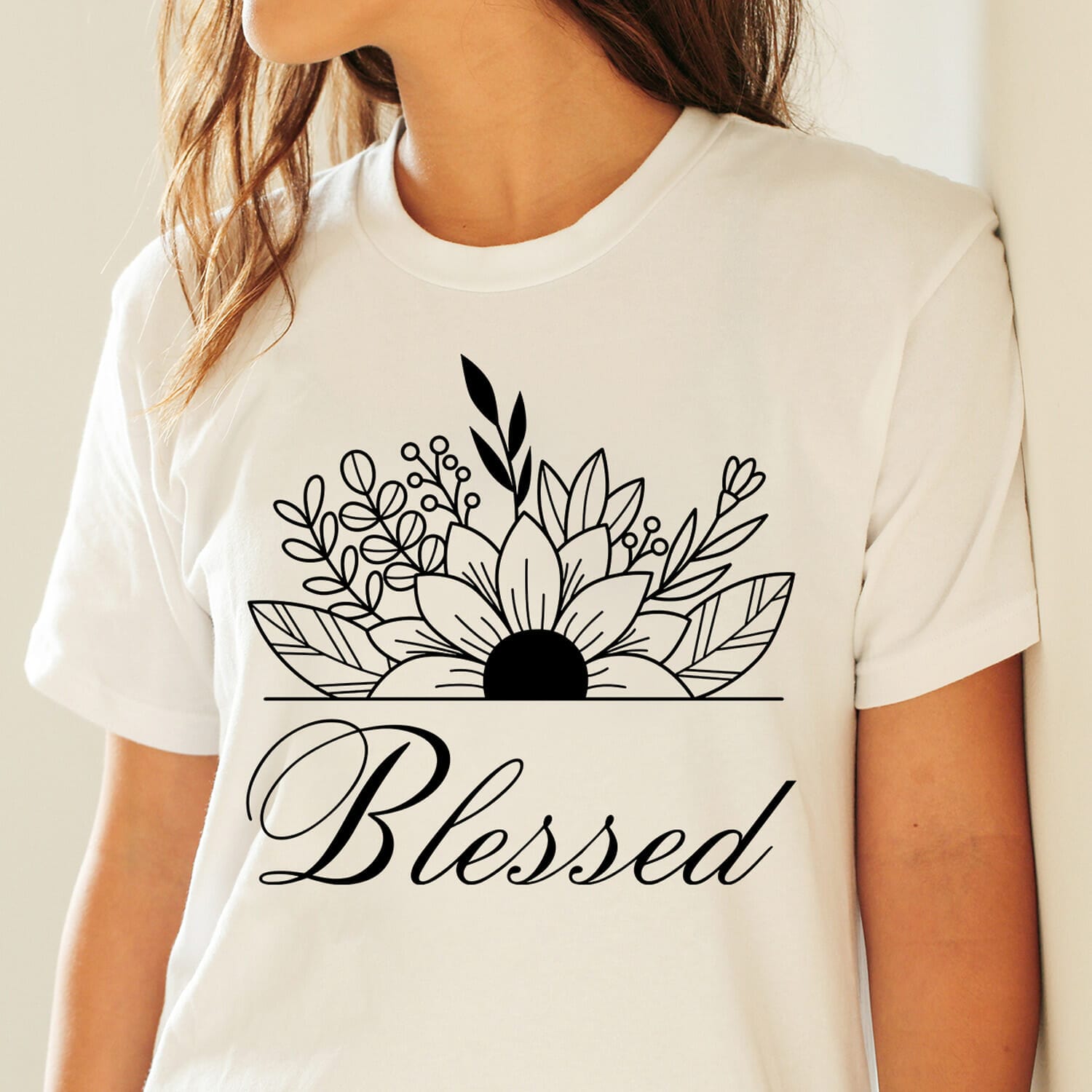Blessed with Half Flower T-shirt Design for Women
