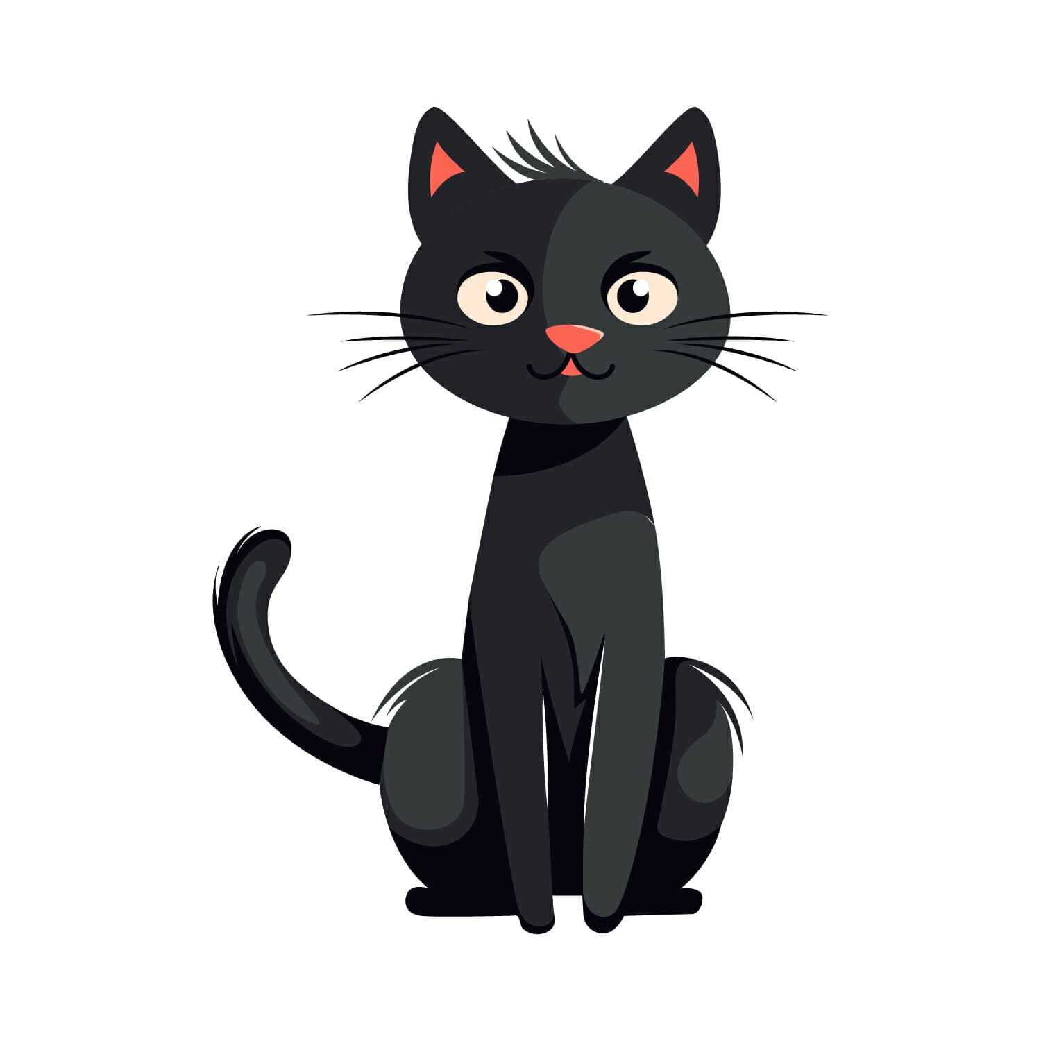 Cute black cat vector design cartoon character