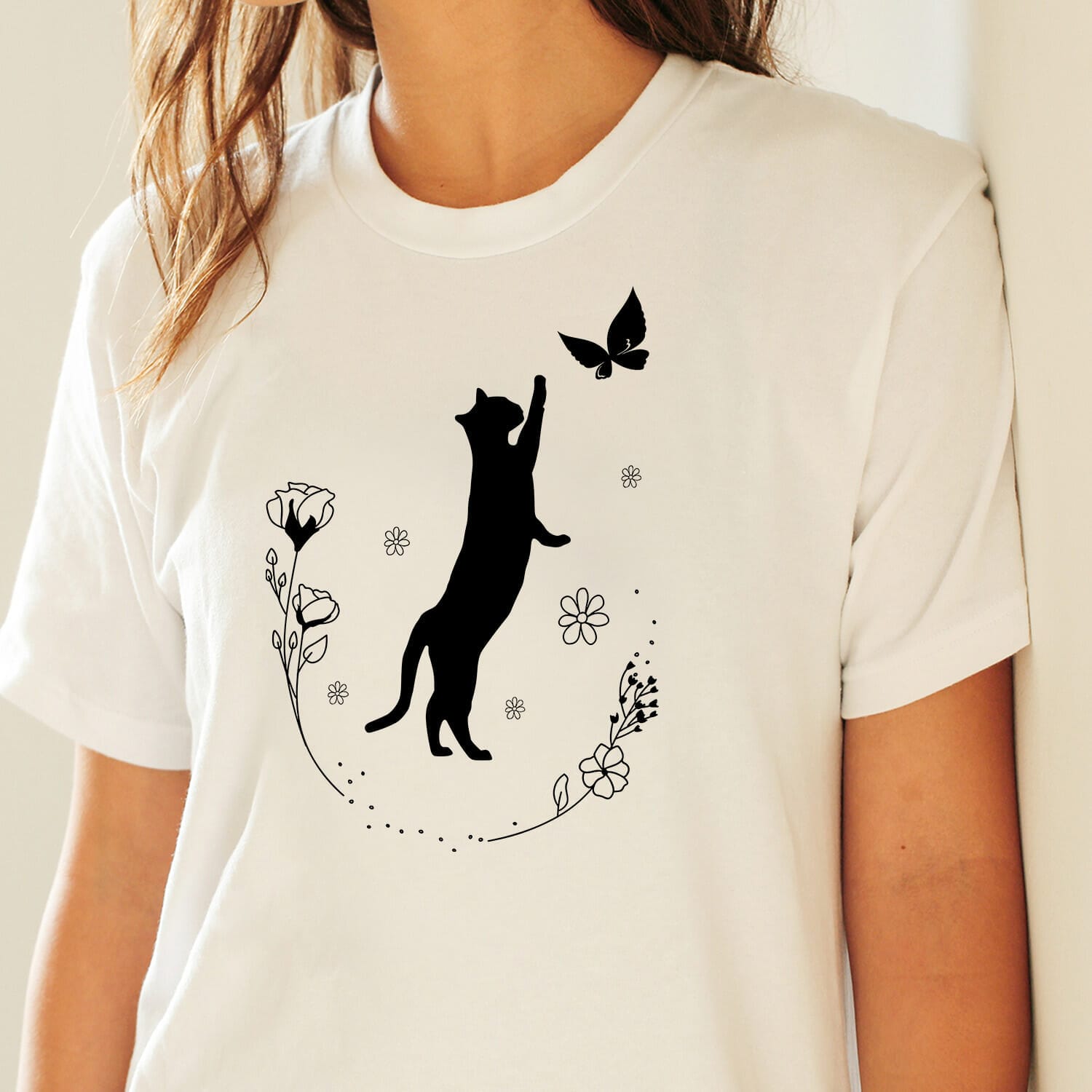 Floral Cat Mom T-shirt Design