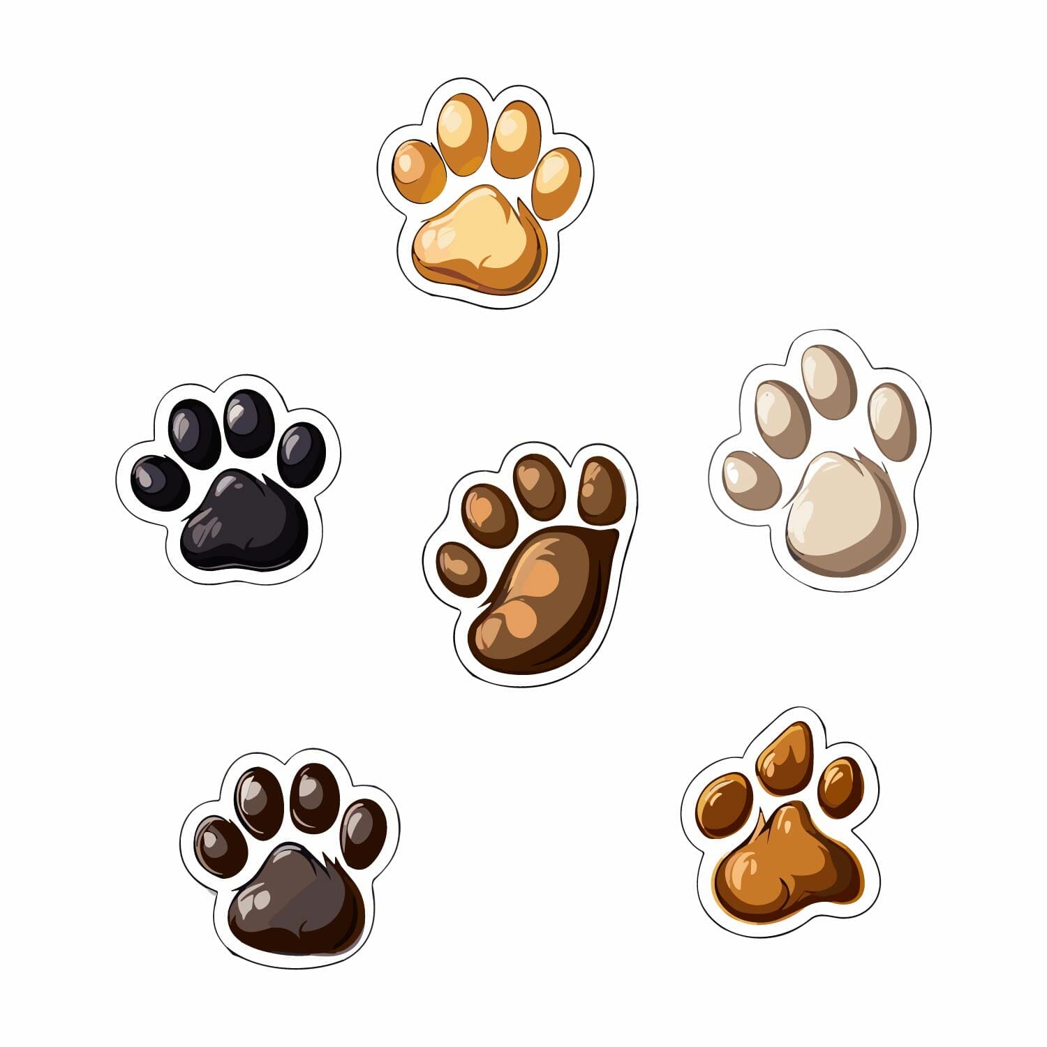 Free vector set of cute realistic dog paws styles