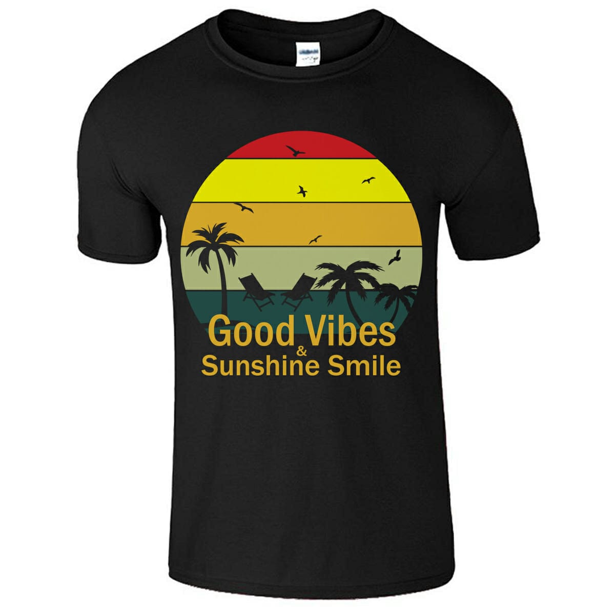 Good Vibes & Sunshine Smile Retro T-Shirt Design For Summer