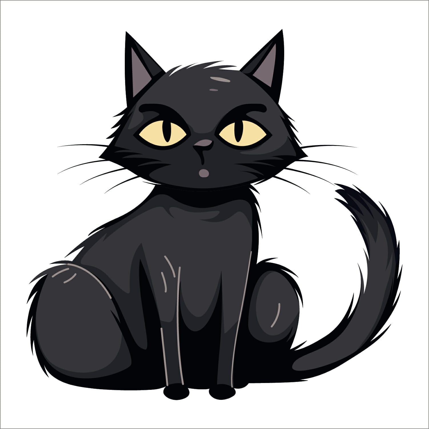 Fat black cat vector For Free