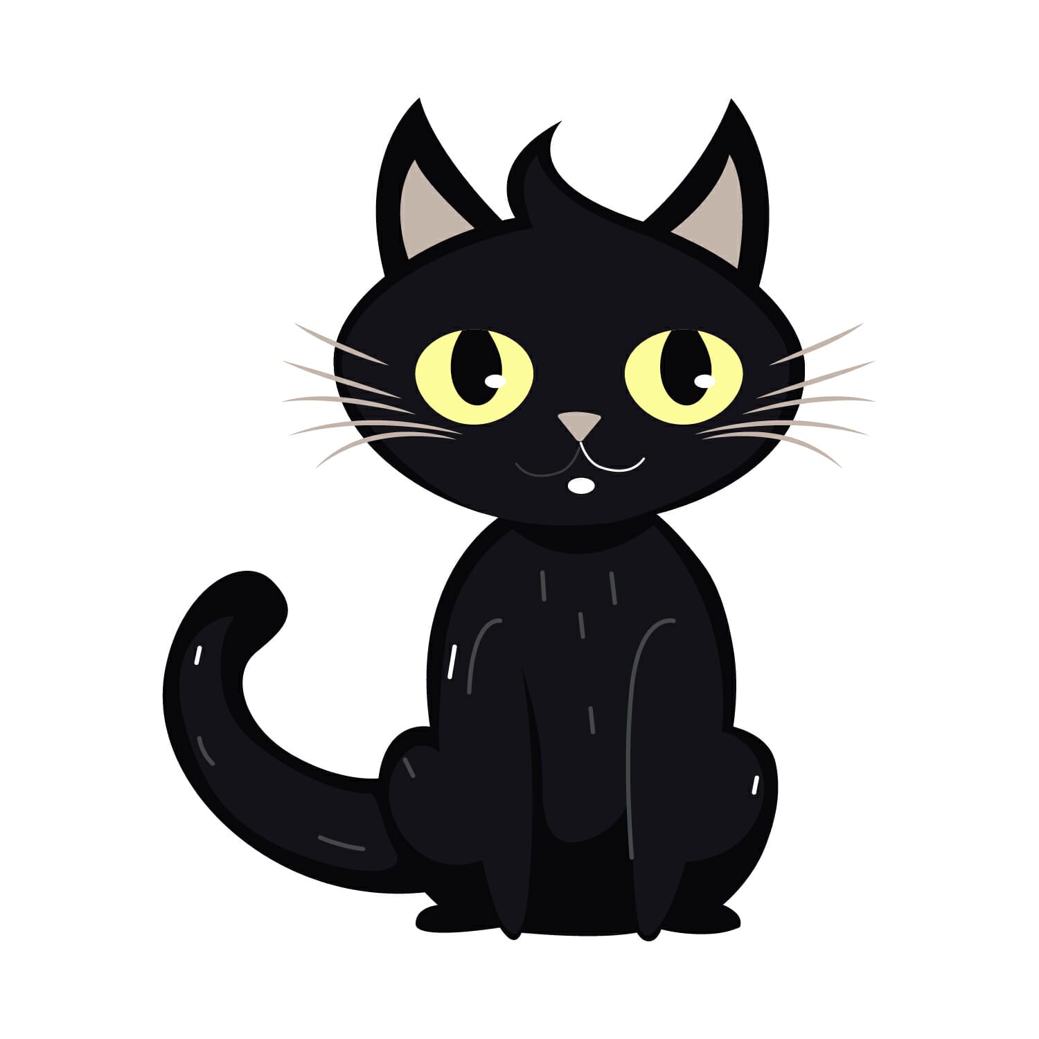 Smiling black cat vector For Free