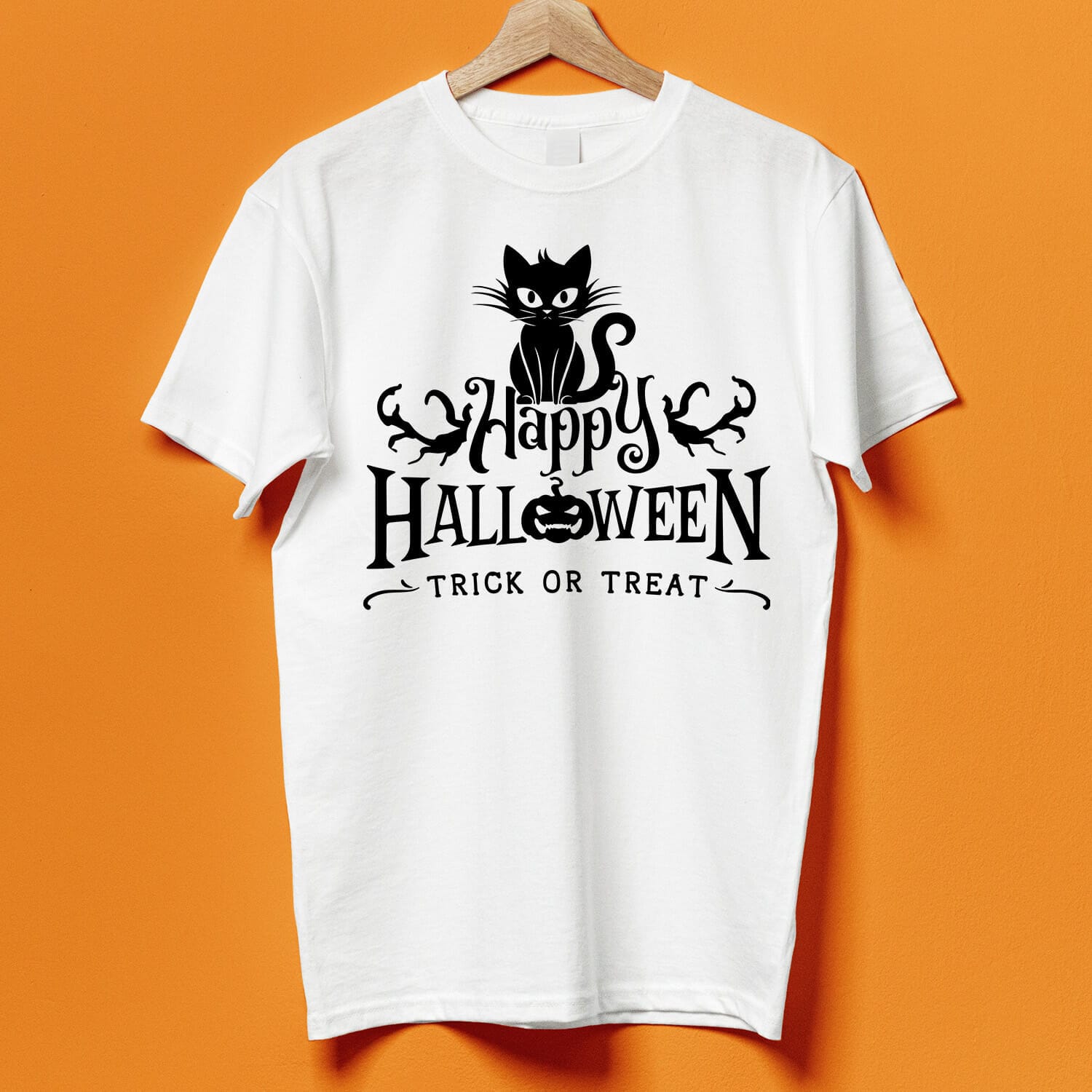 Halloween Scary Cat Trick or Treat T-Shirt Design