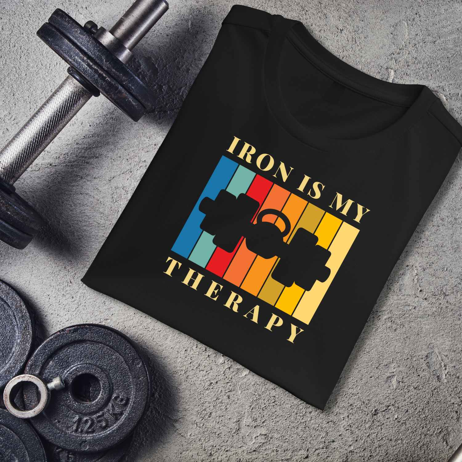Iron Is My Therapy Gym T-Shirt Design