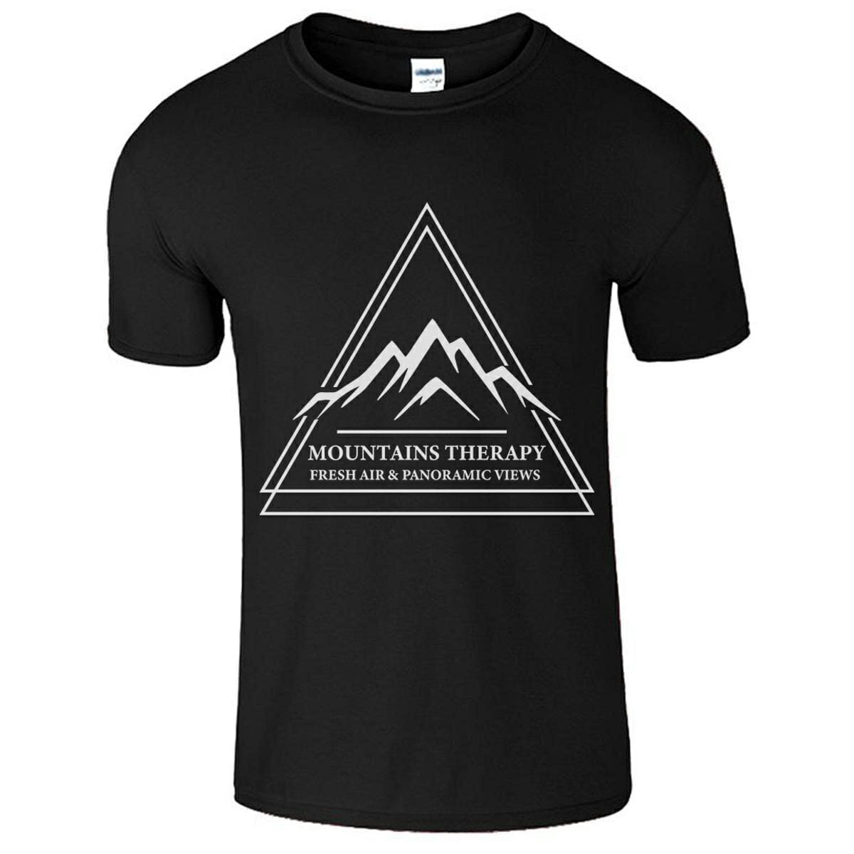 Mountain Therapy Fresh Air & Panoramic Views T-Shirt Design for Hiking