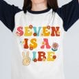 Seven is vibe , groovy style tshirt design For Kids