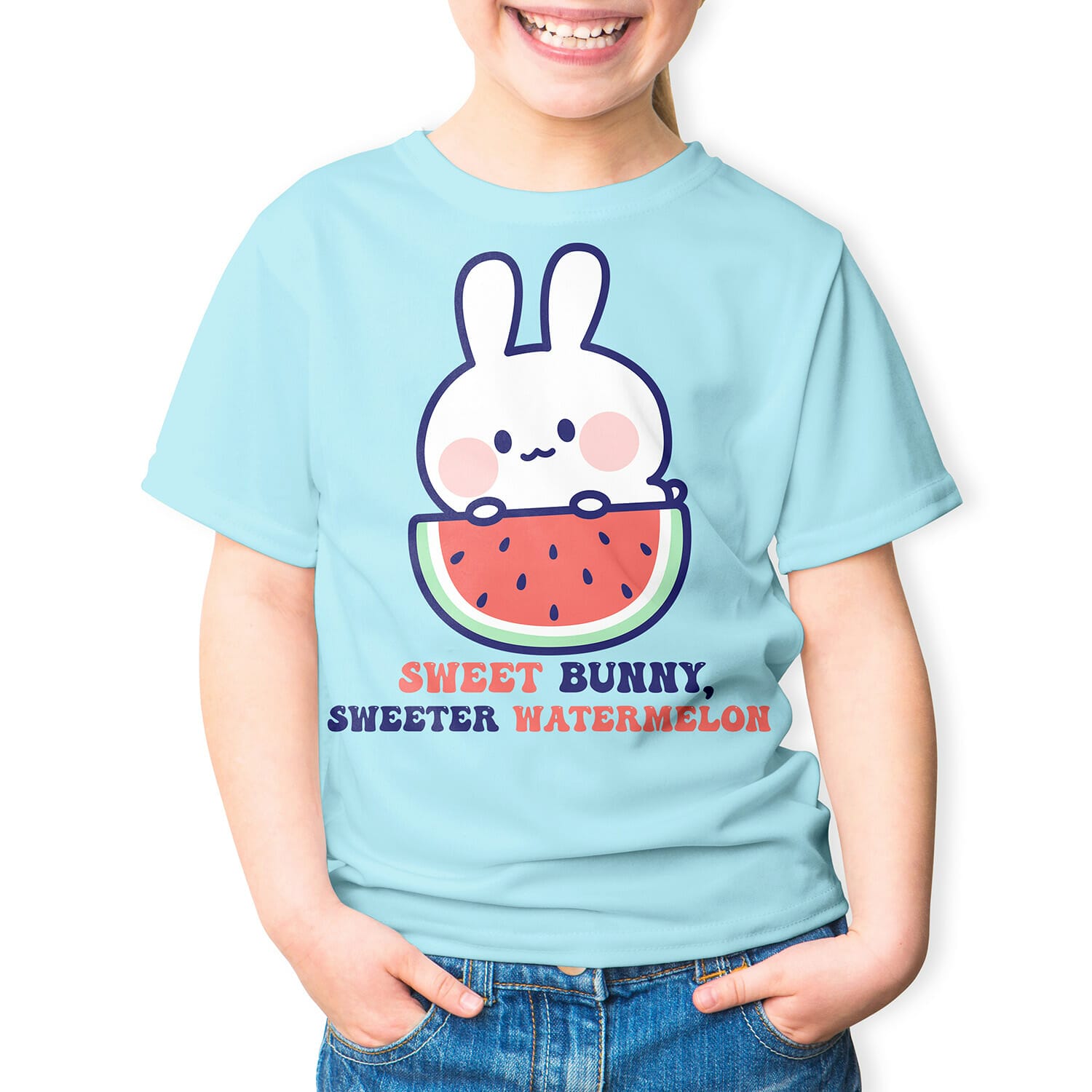 Sweet Bunny, Sweeter Watermelon Kids Tshirt Design