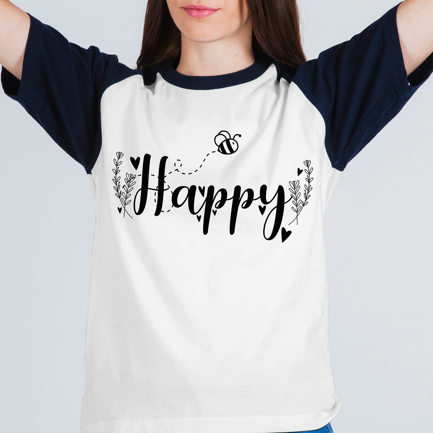 Bee happy Floral Tshirt Design