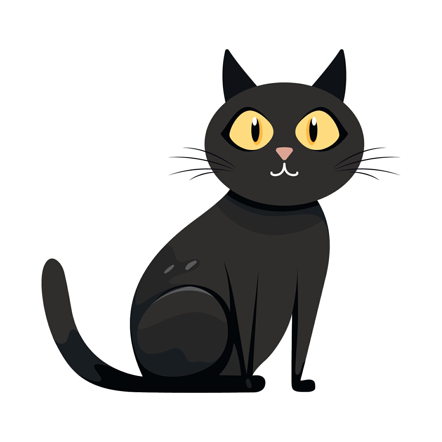 black cat vector cartoon character