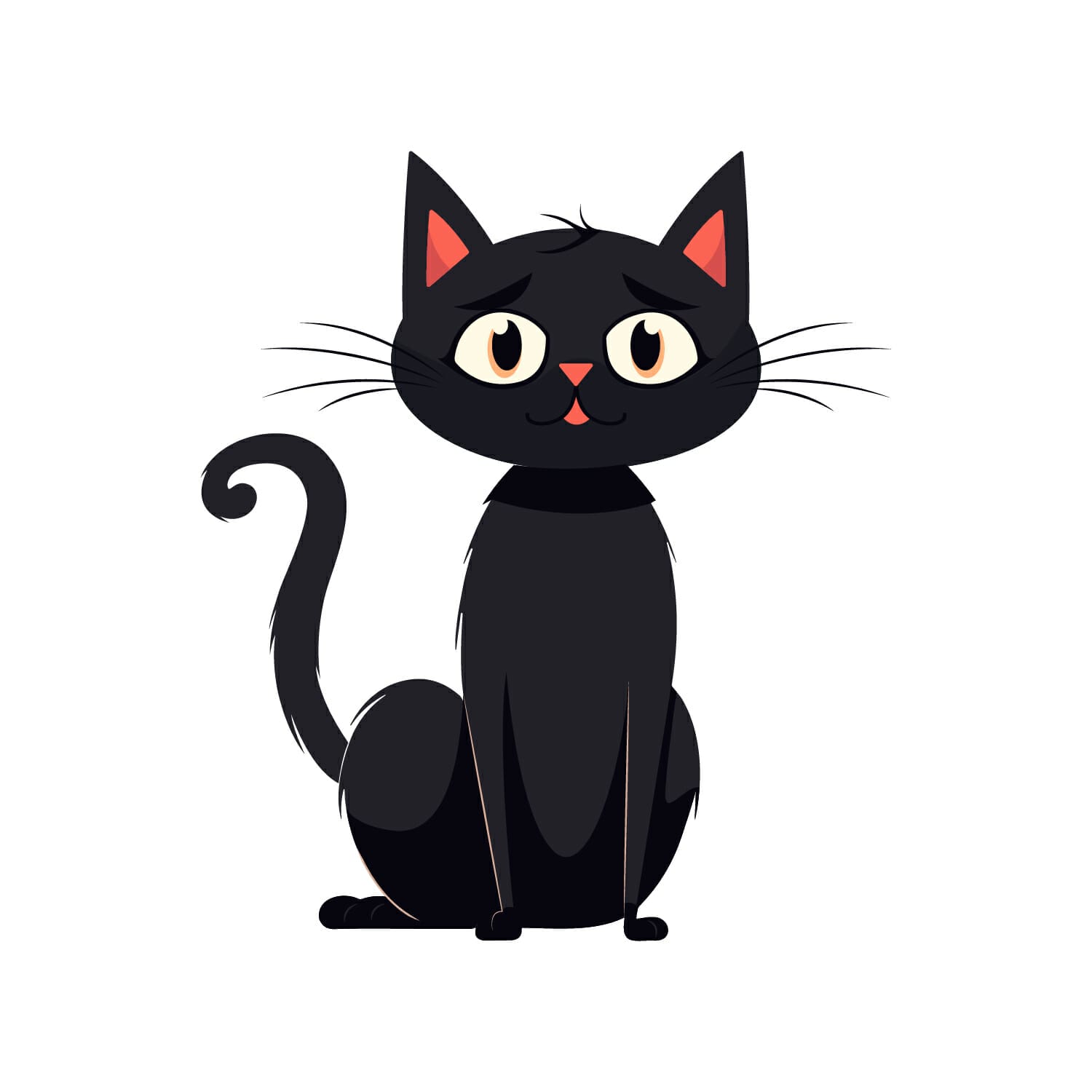 Black cat vector cartoon For Free