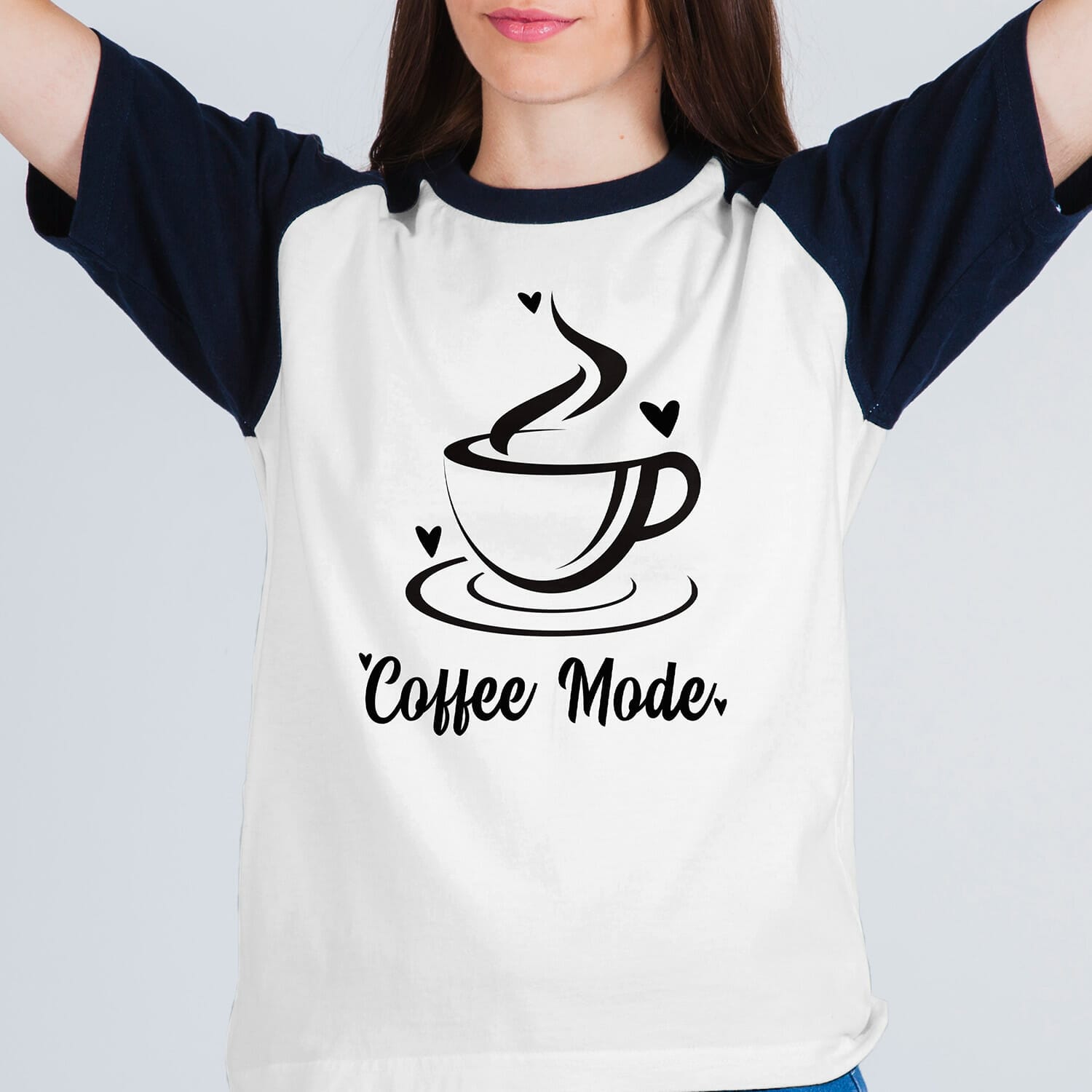 Coffee Mode With Hearts T shirt Design