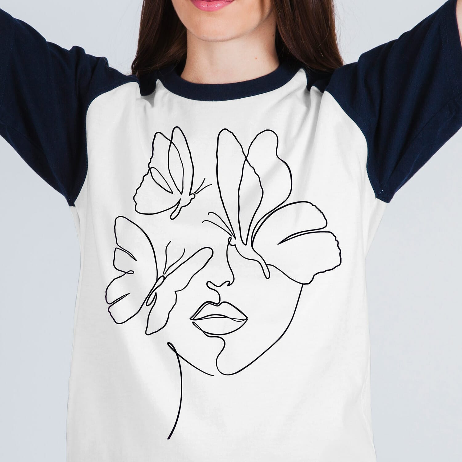 Butterfly Face Line Art Tshirt Design