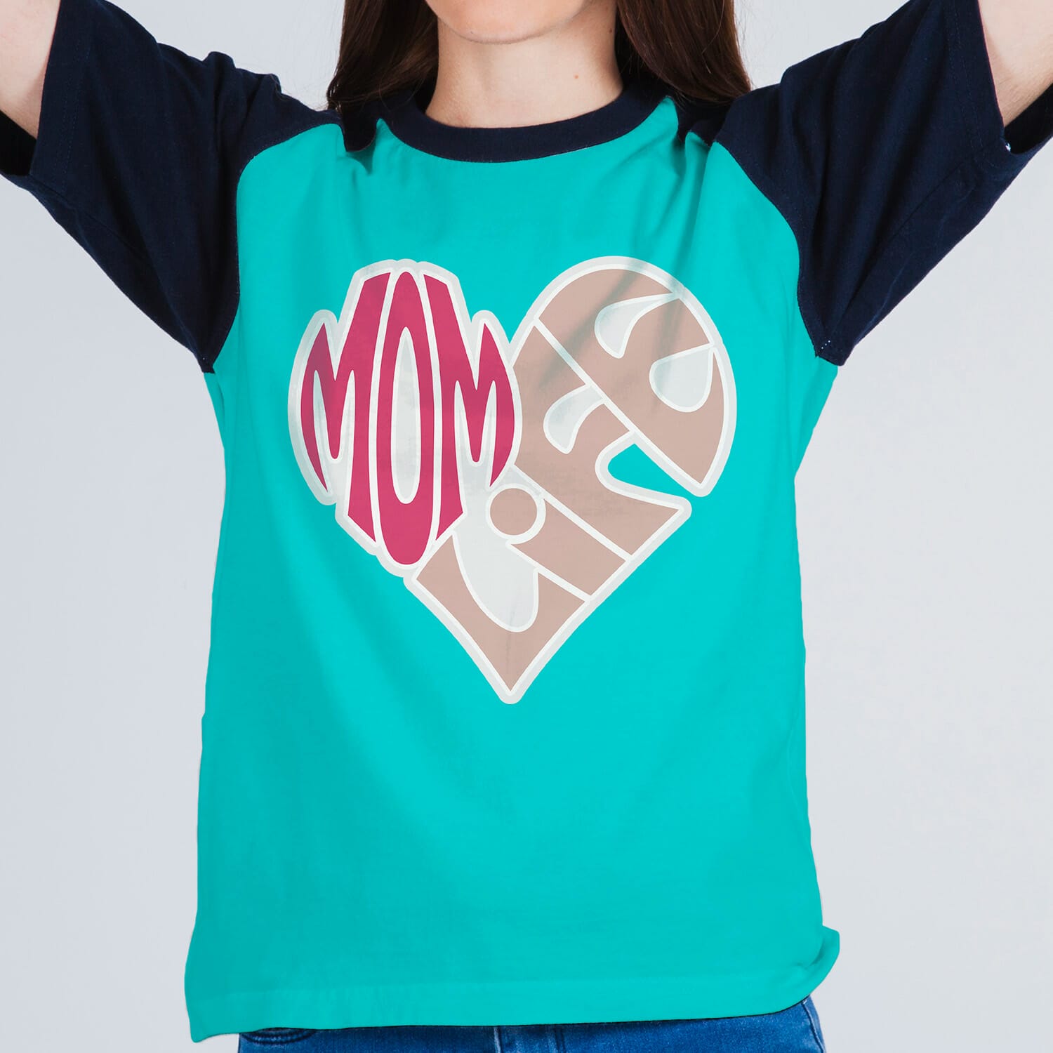 Mom life Heart Word Art T-shirt design for free
