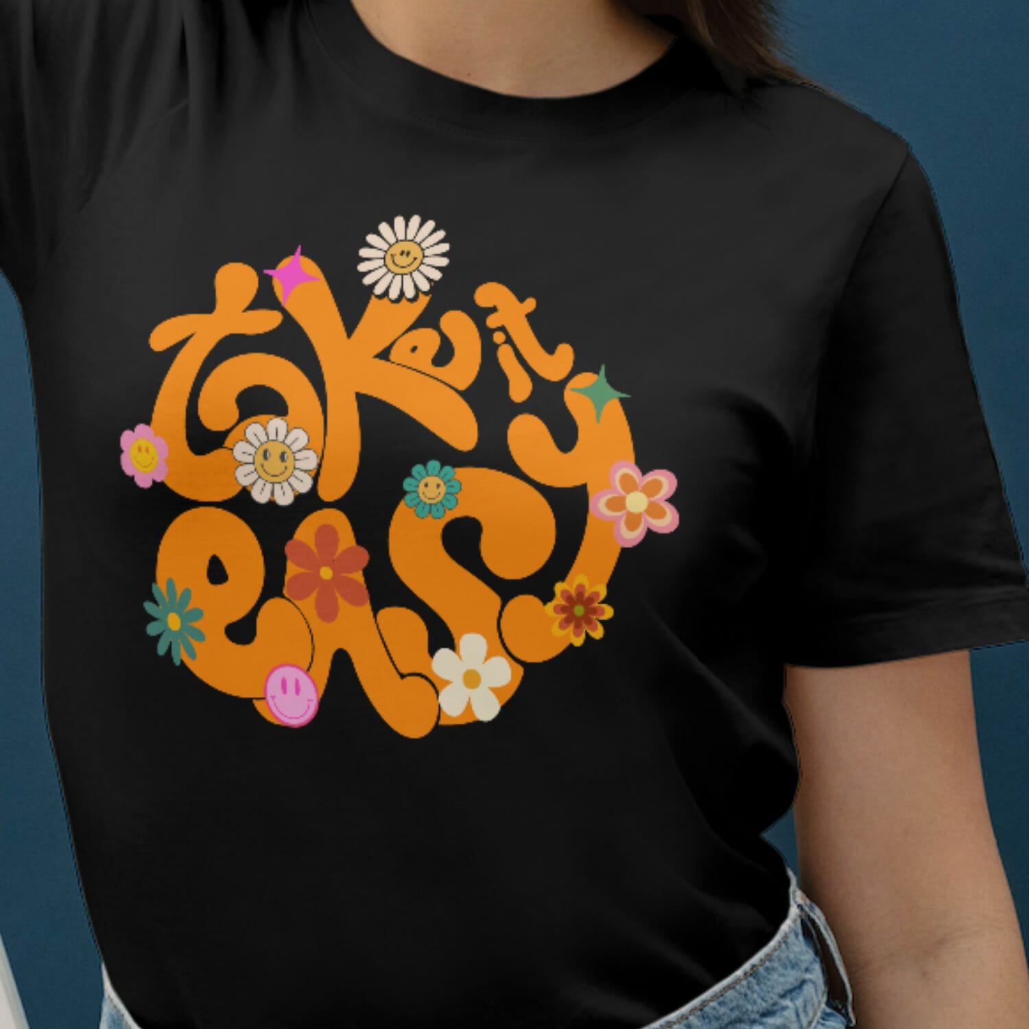 Take it easy Groovy T shirt design For Girls - Free Design