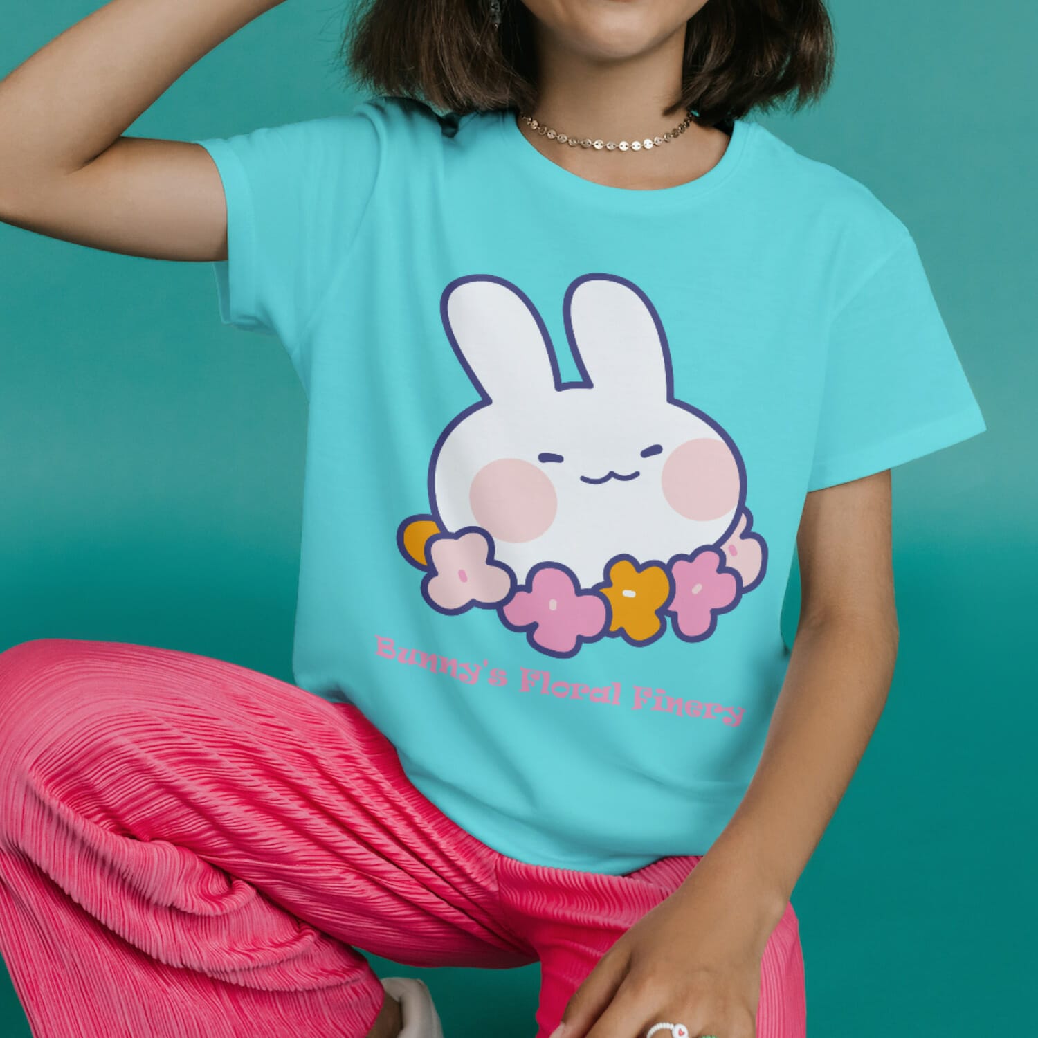 Bunny's Floral Finery Kids Tshirt Design