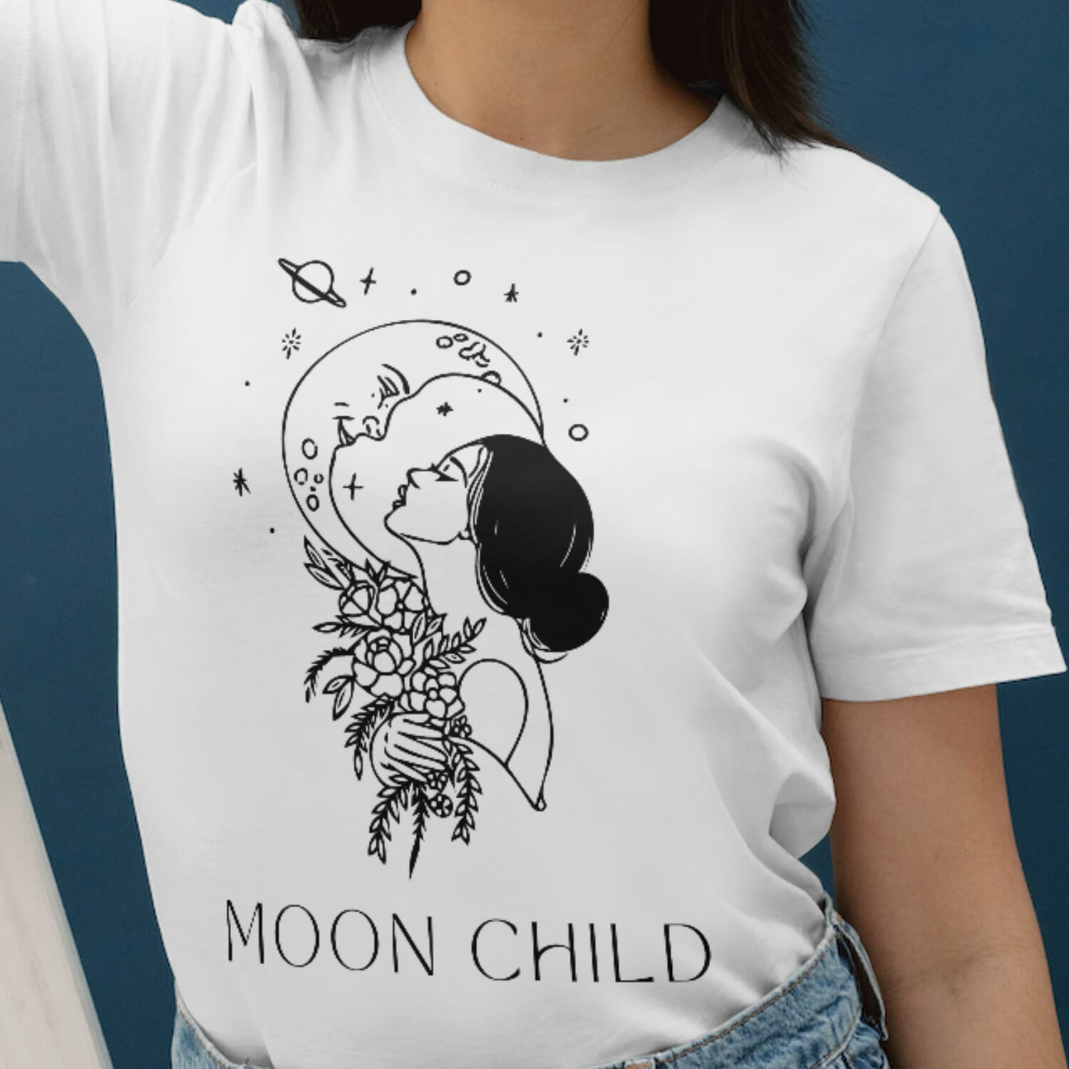 Boho style Moon child Tshirt design