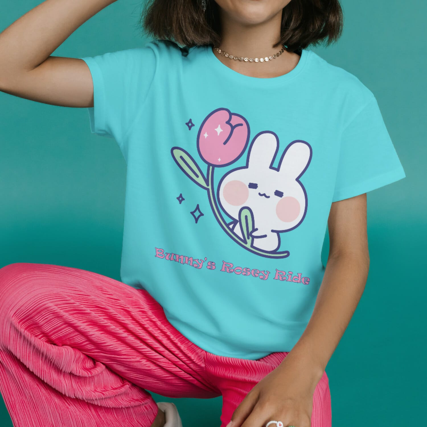 Bunny's Rosey Ride Kids Tshirt Design