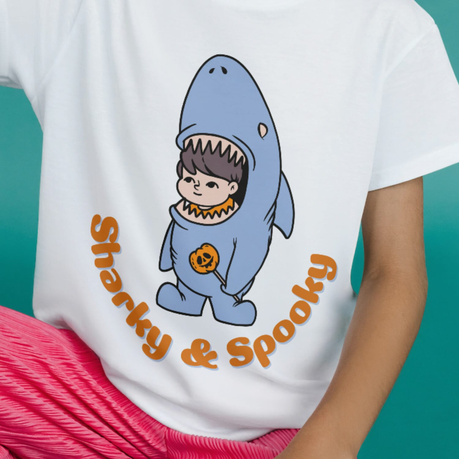 Sharky And Spooky Halloween Kids Tshirt Design