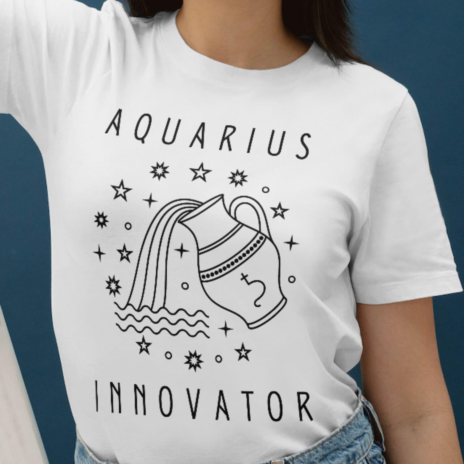 Aquarius zodiac Boho Style T shirt design