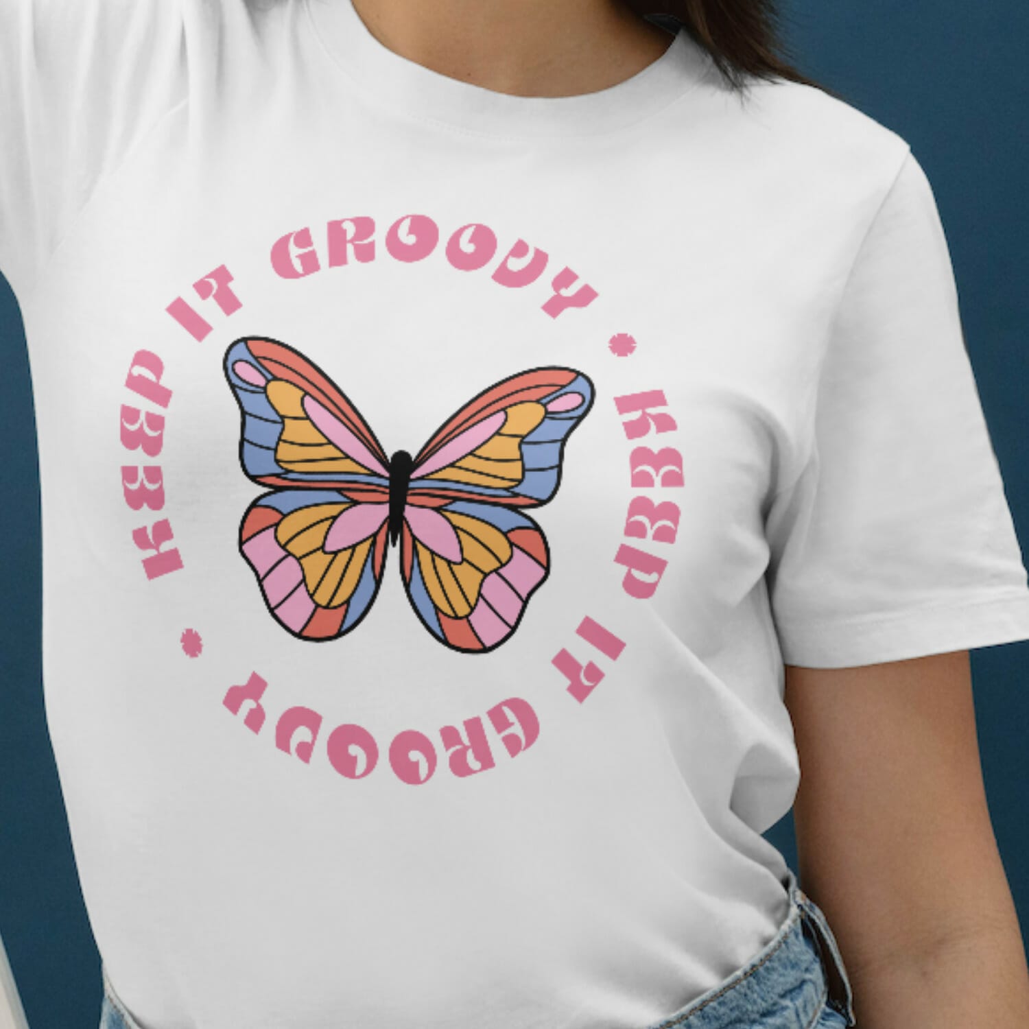 Keep It Groovy Butterfly T-Shirt Design For Free