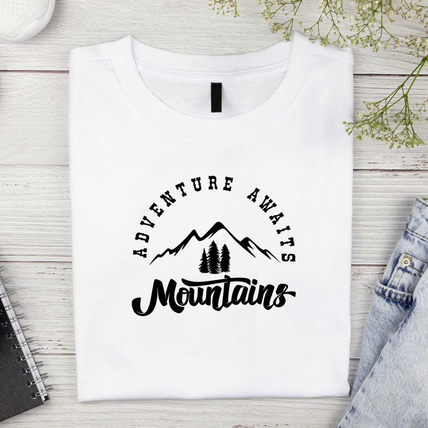 Adventure Awaits Mountains T-shirt Design