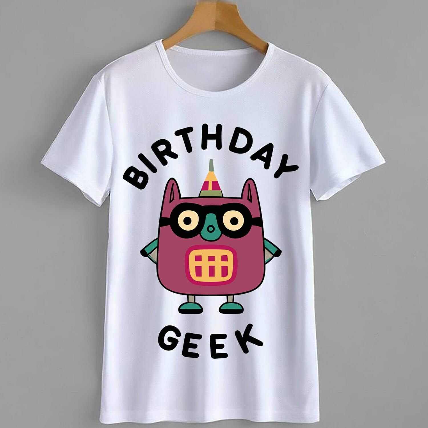 Birthday Geek Robot T-Shirt Design