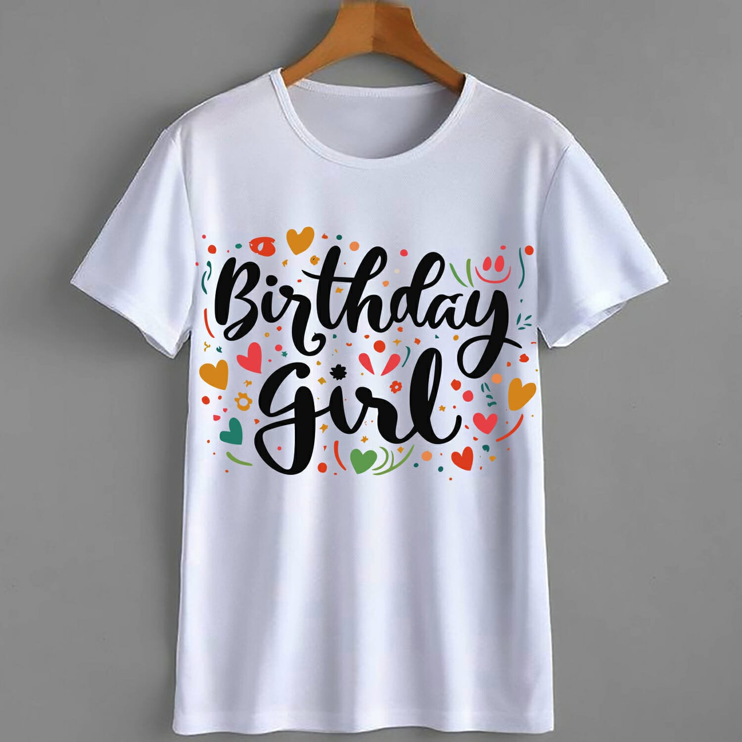 Birthday Girl with hearts T-Shirt Design
