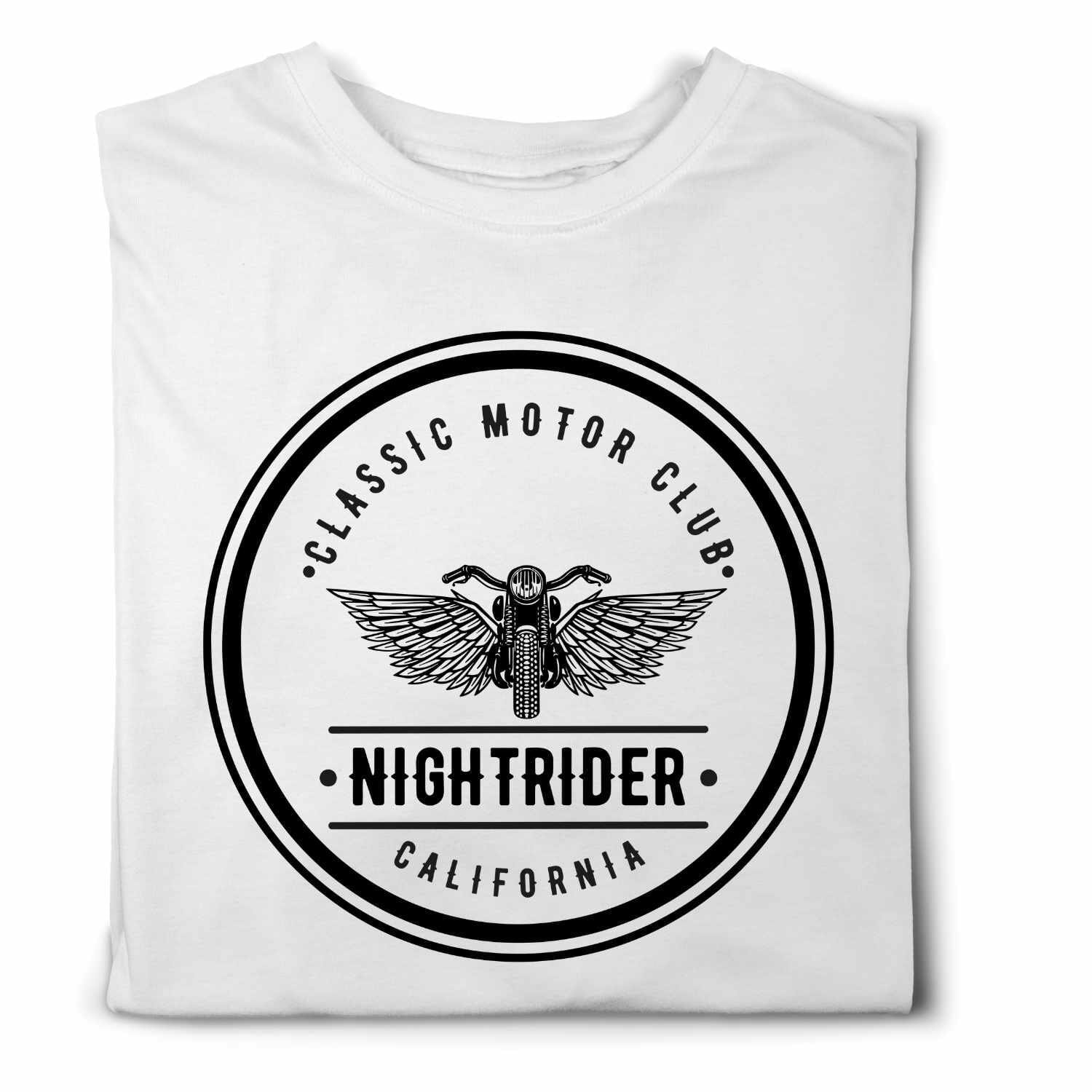 Vintage Style Classic Motor club night rider California T-shirt Design