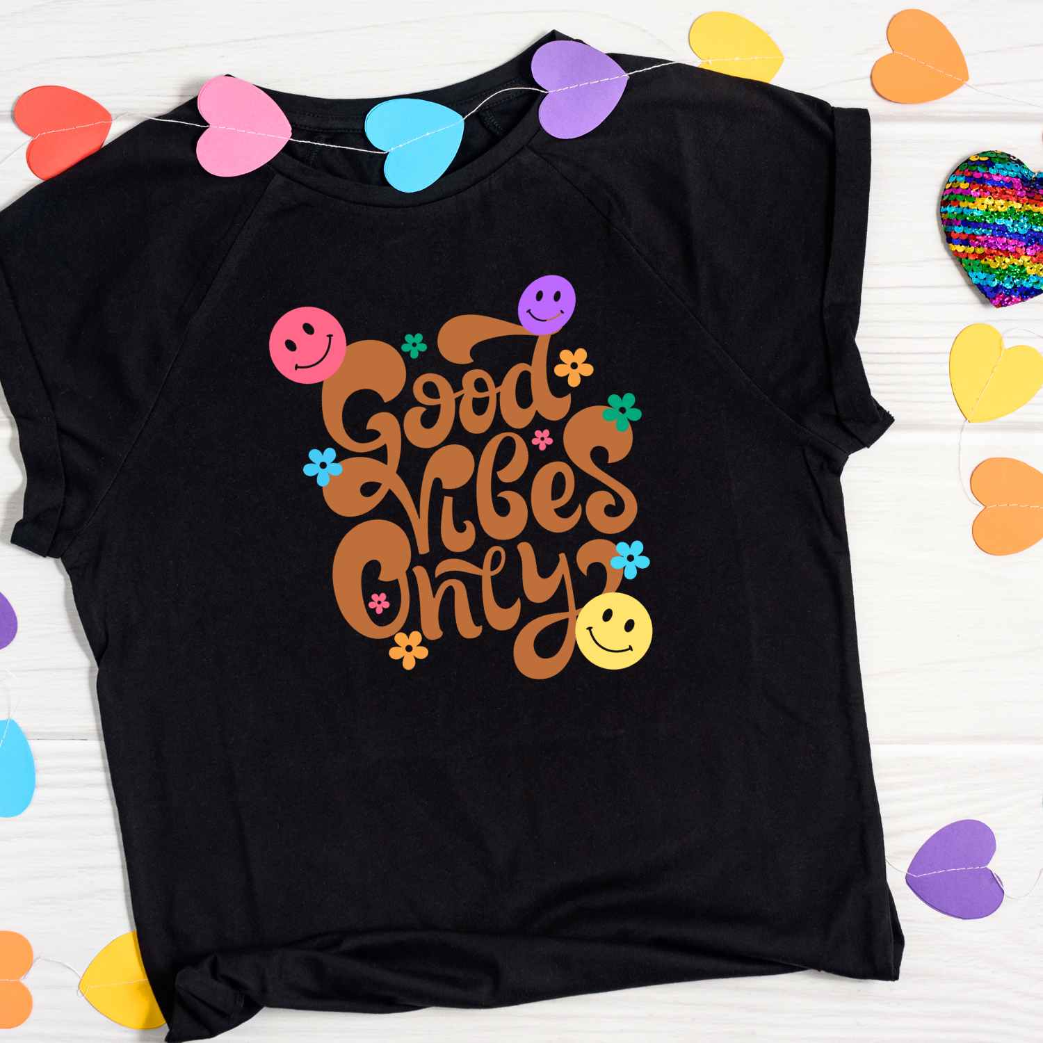 Good Vibes Only - Groovy Style T-shirt Design