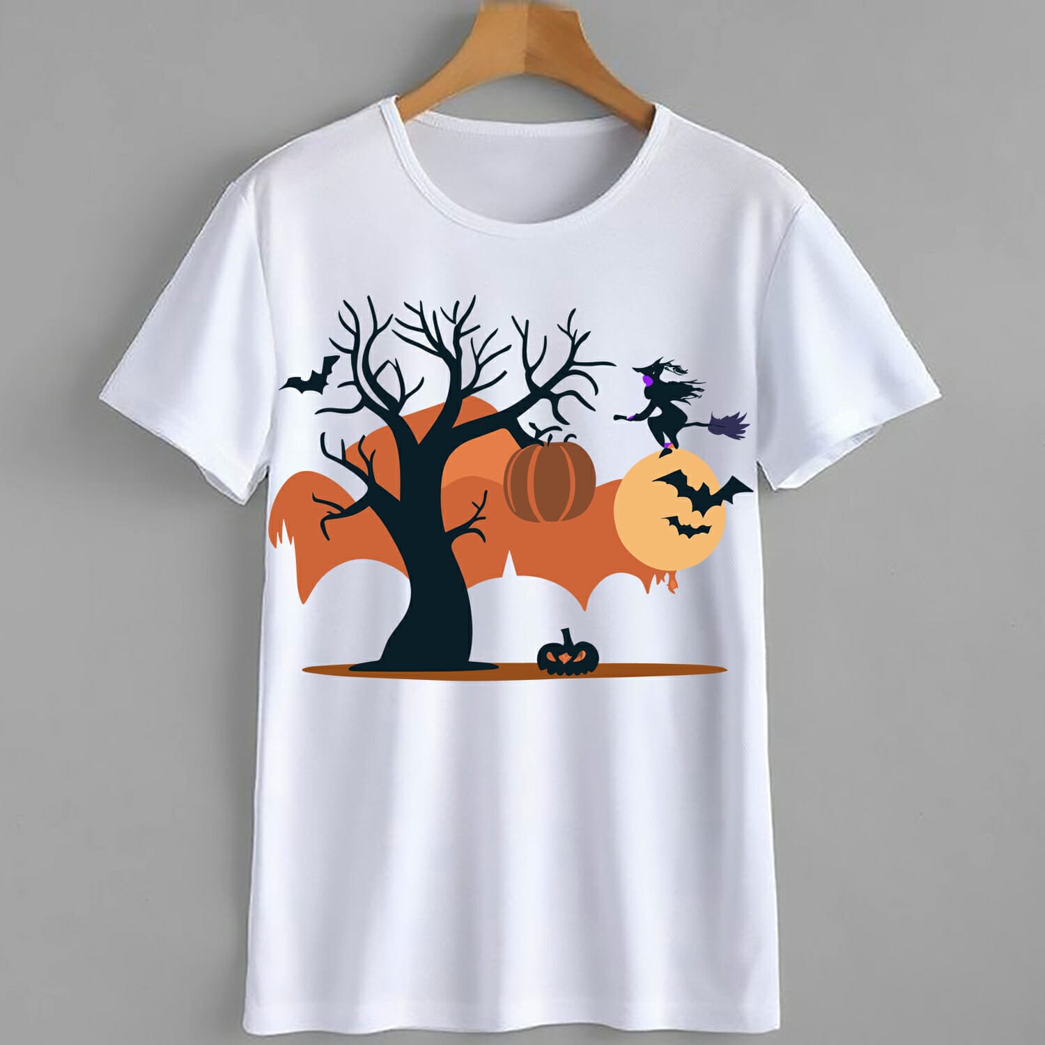 Halloween Witch Sunset T-Shirt Design
