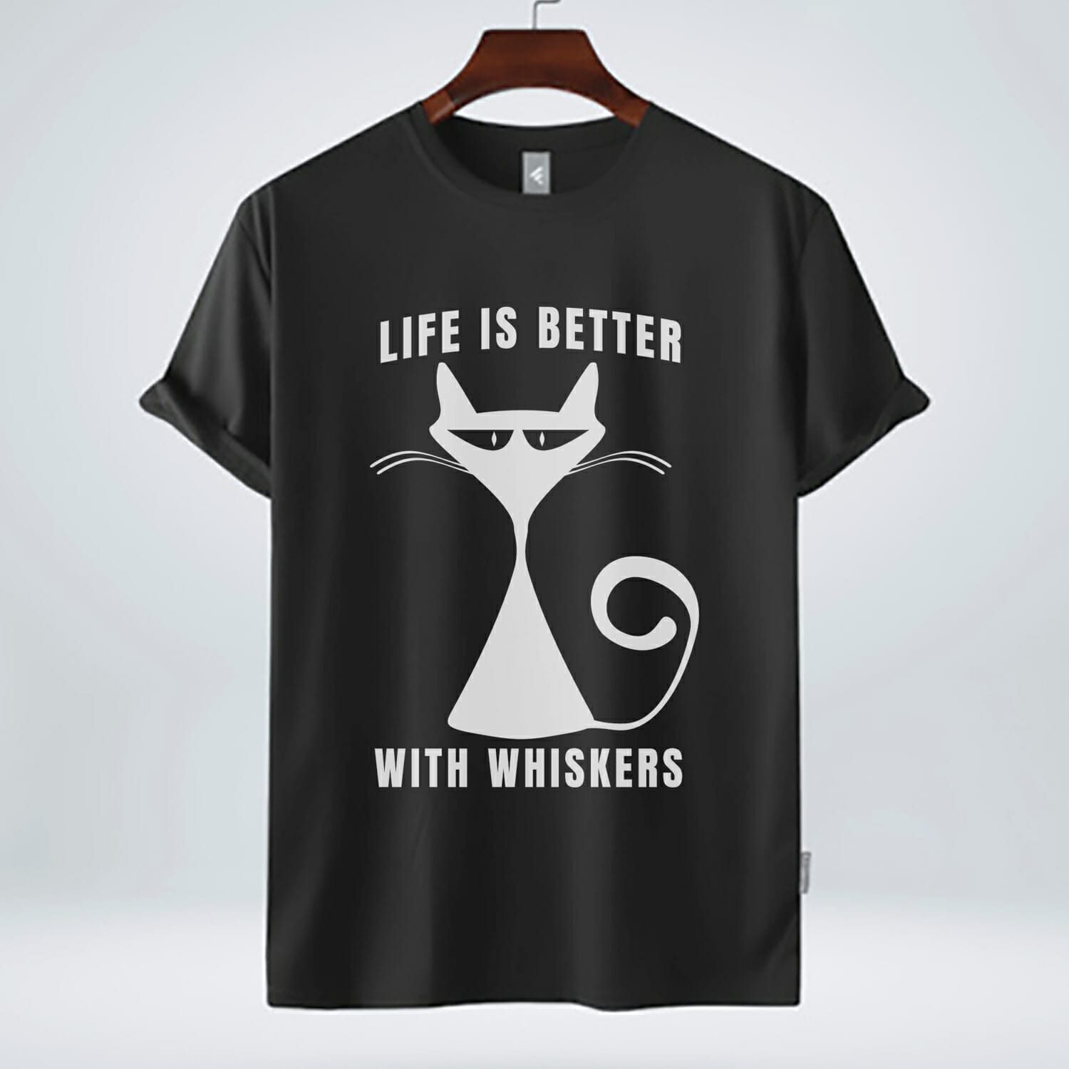 Life Is Better With Whiskers Cat T-Shirt Design