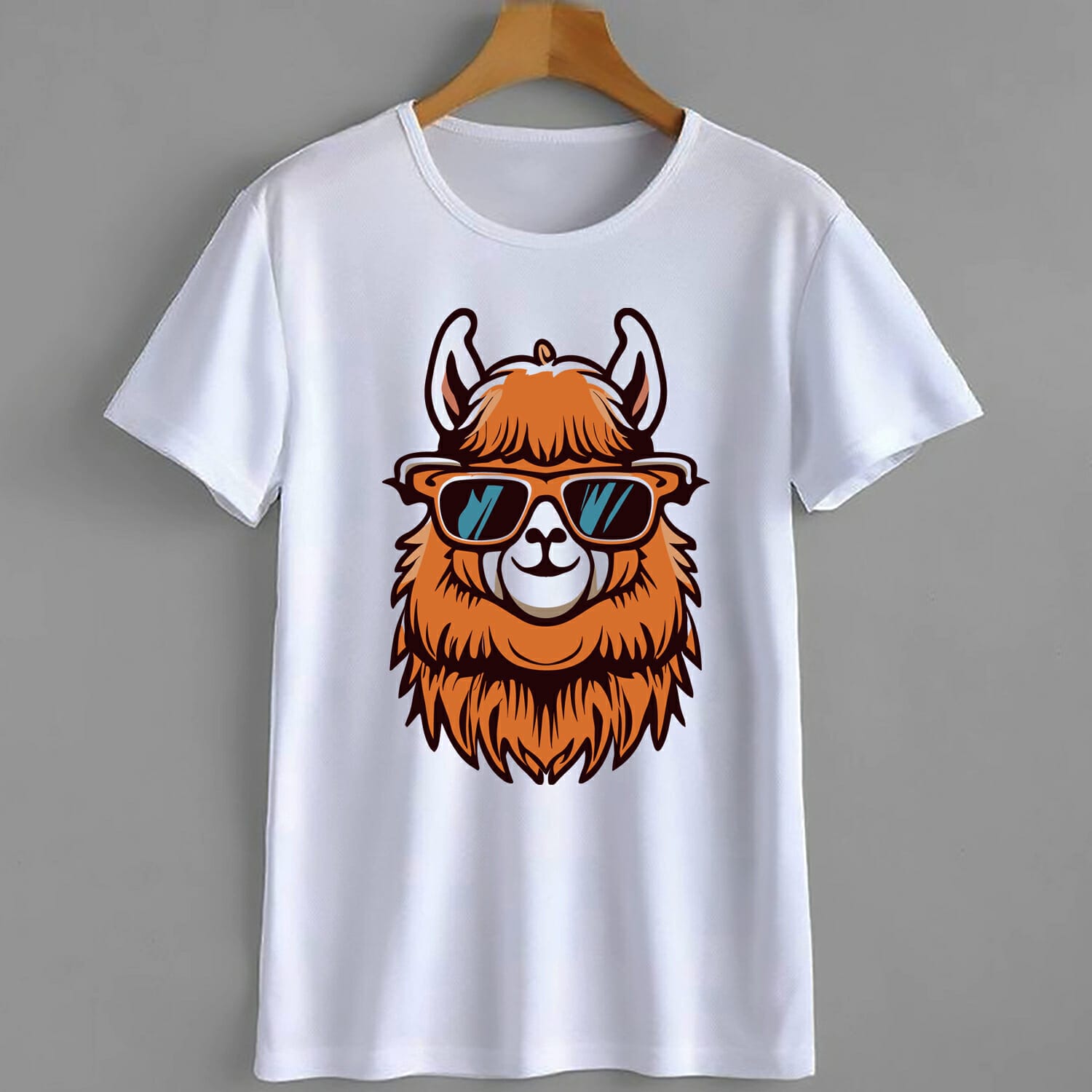 Add fun to your wardrobe with 'Llama With Glasses' Free T-Shirt Design. Ideal for DTF, DTG, White Toner, Sublimation printing. High-res, adaptable