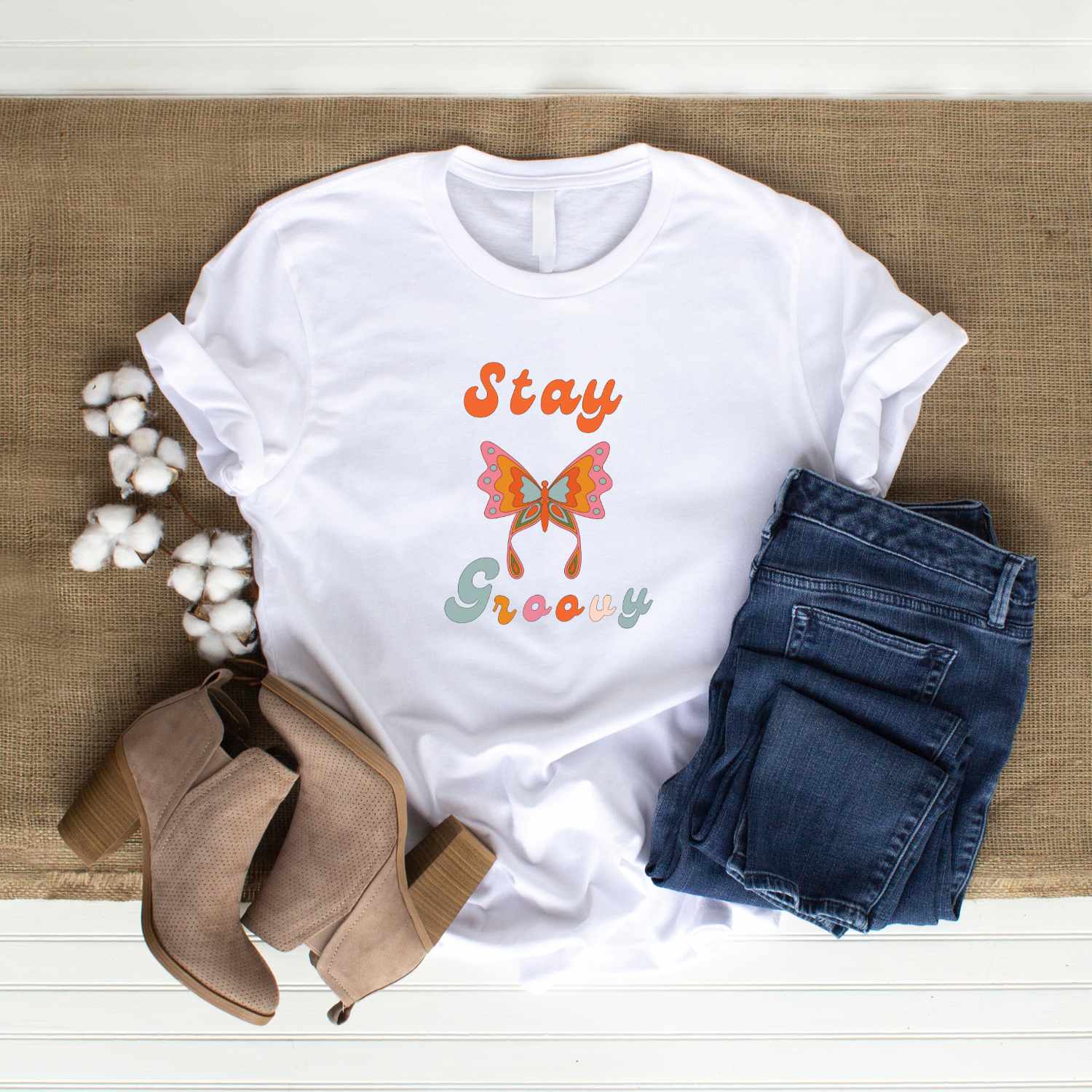 Stay Groovy Butterfly T-shirt Design
