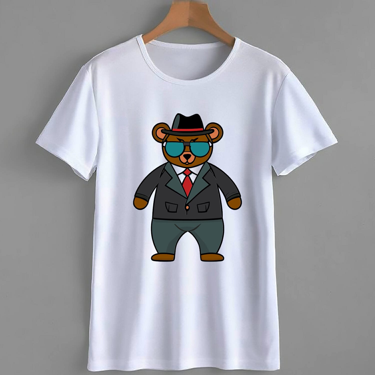 Gangster Teddy Bear With Glasses T-Shirt Design