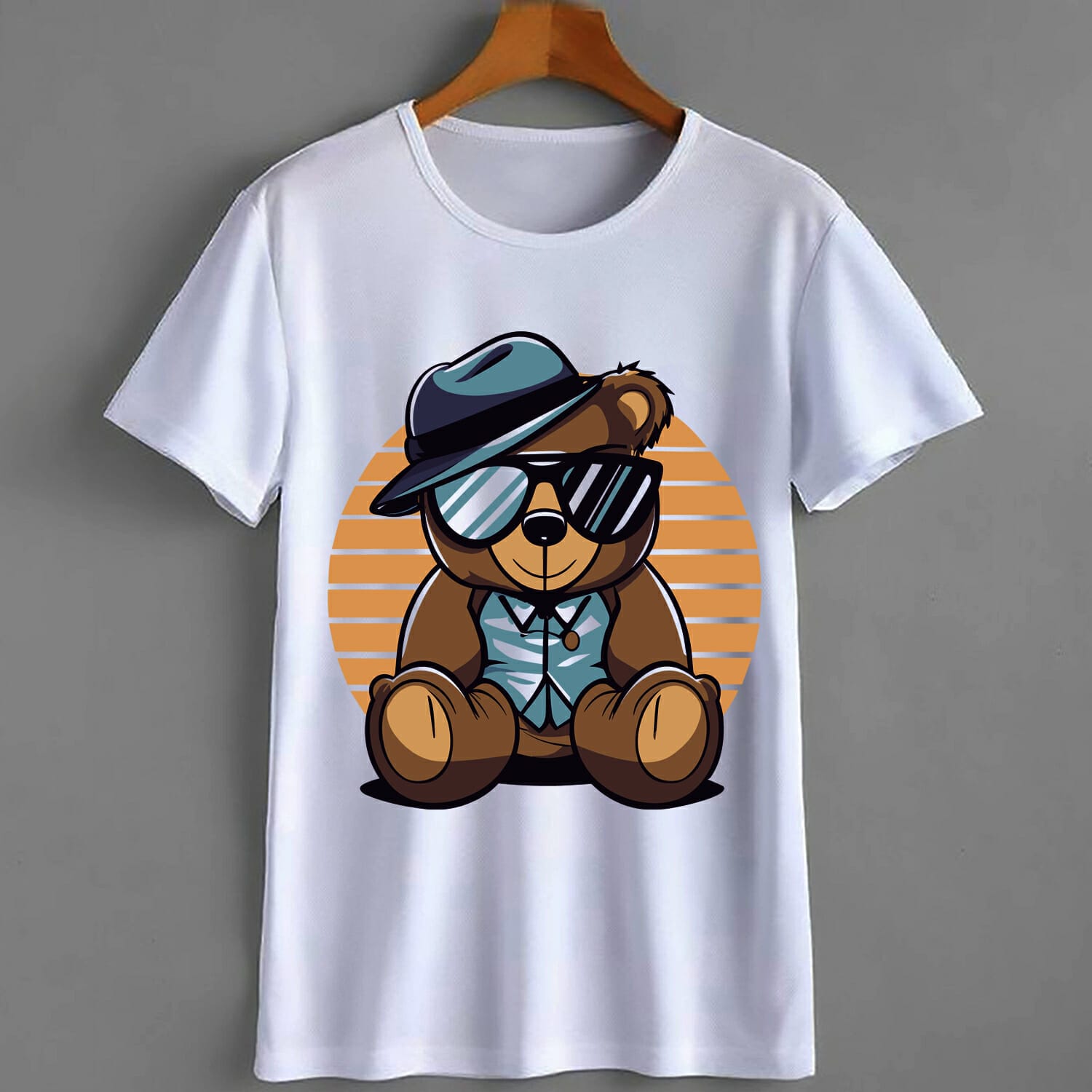 Teddy Bear With Cap & Glasses T-Shirt Design