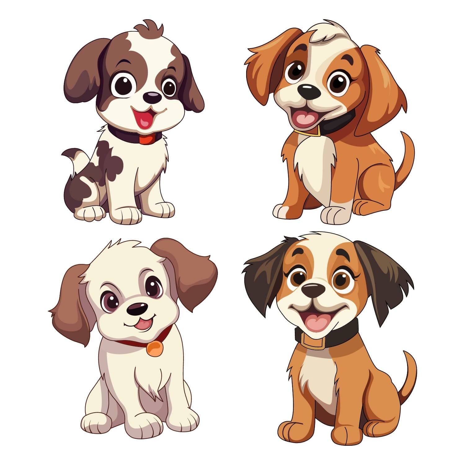 Puppies Vector Set For T-Shirts