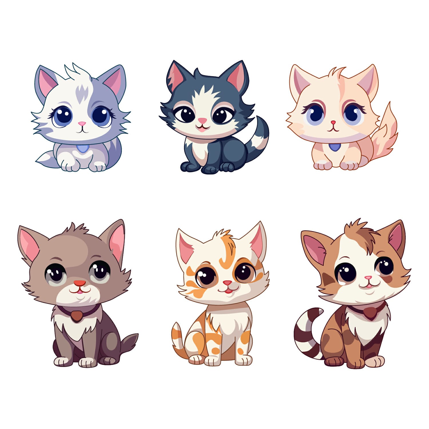 Set Of Cute Kittens Vectors For T-Shirt Design