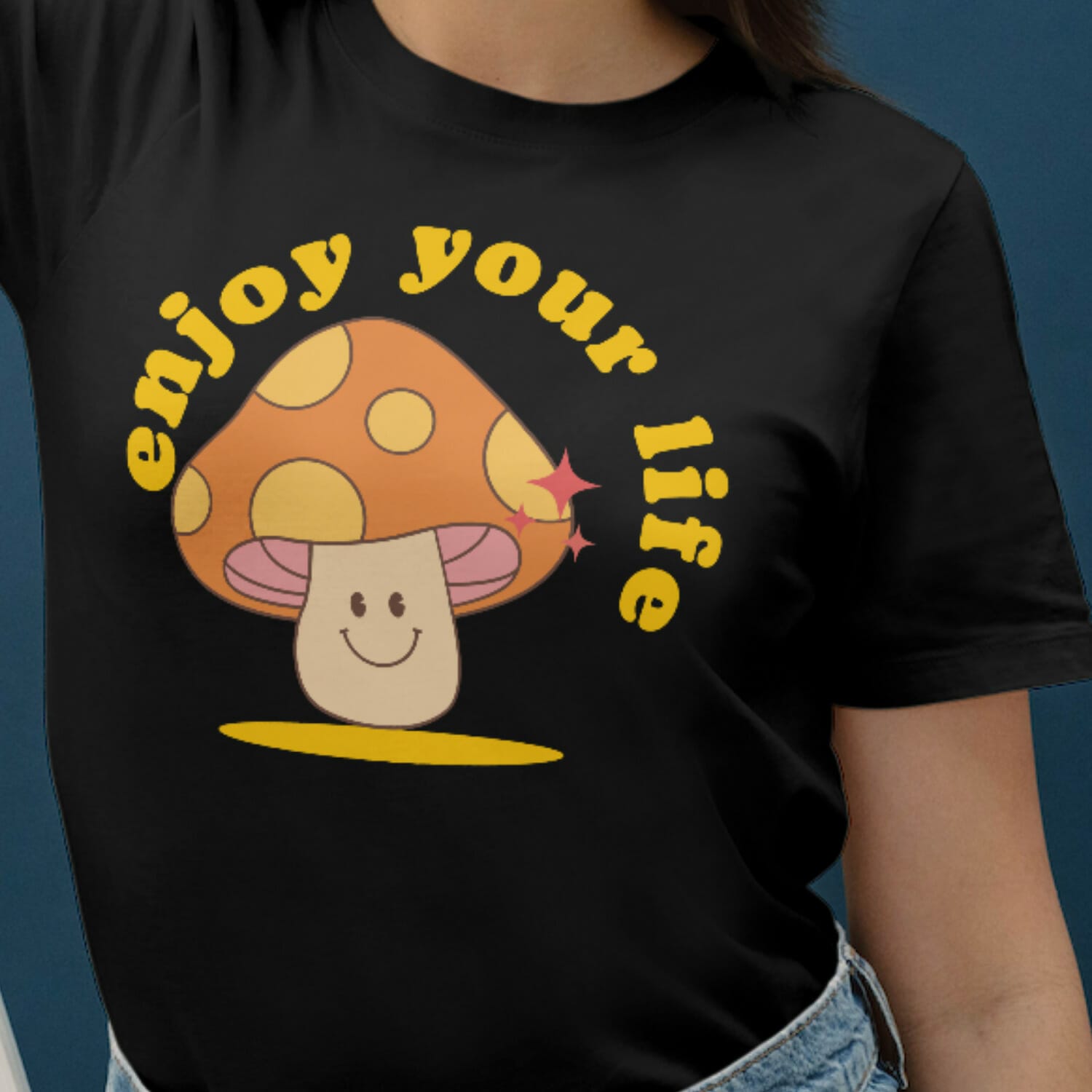 Groovy Style Mushroom Enjoy Your Life T Shirt Design
