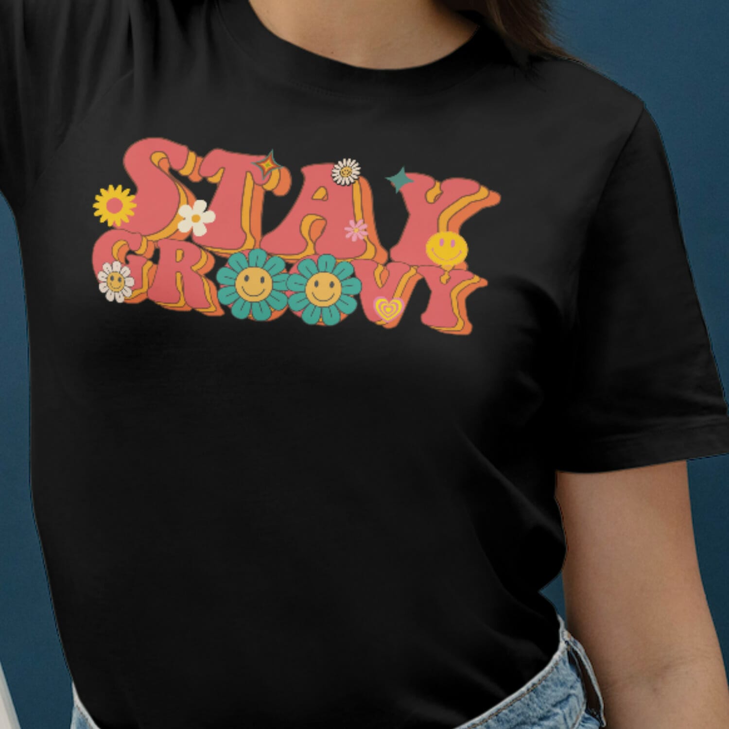 Stay Groovy - Flowers T-Shirt Design For Girls