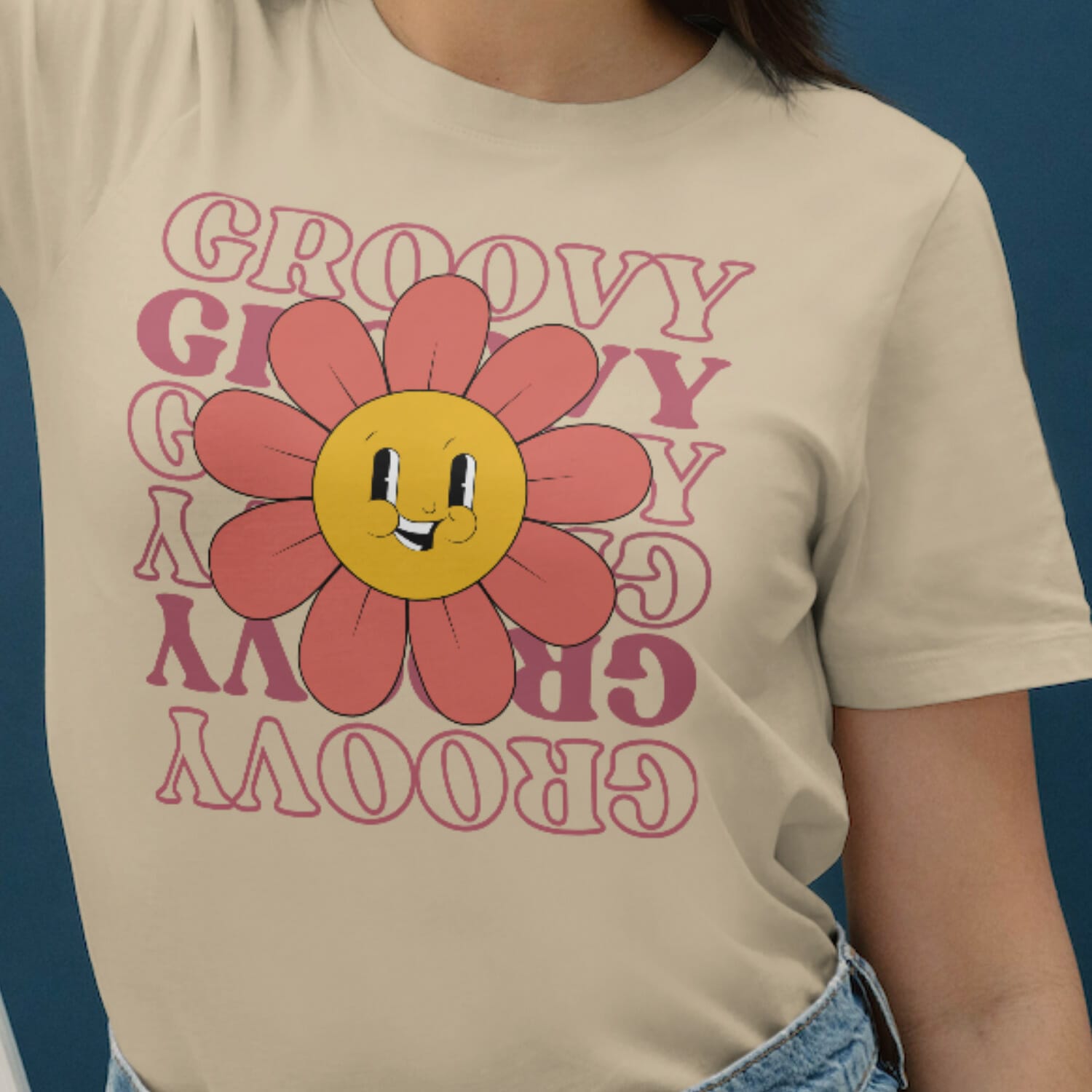 Groovy Flower T-Shirt Design For Girls - Text Effect