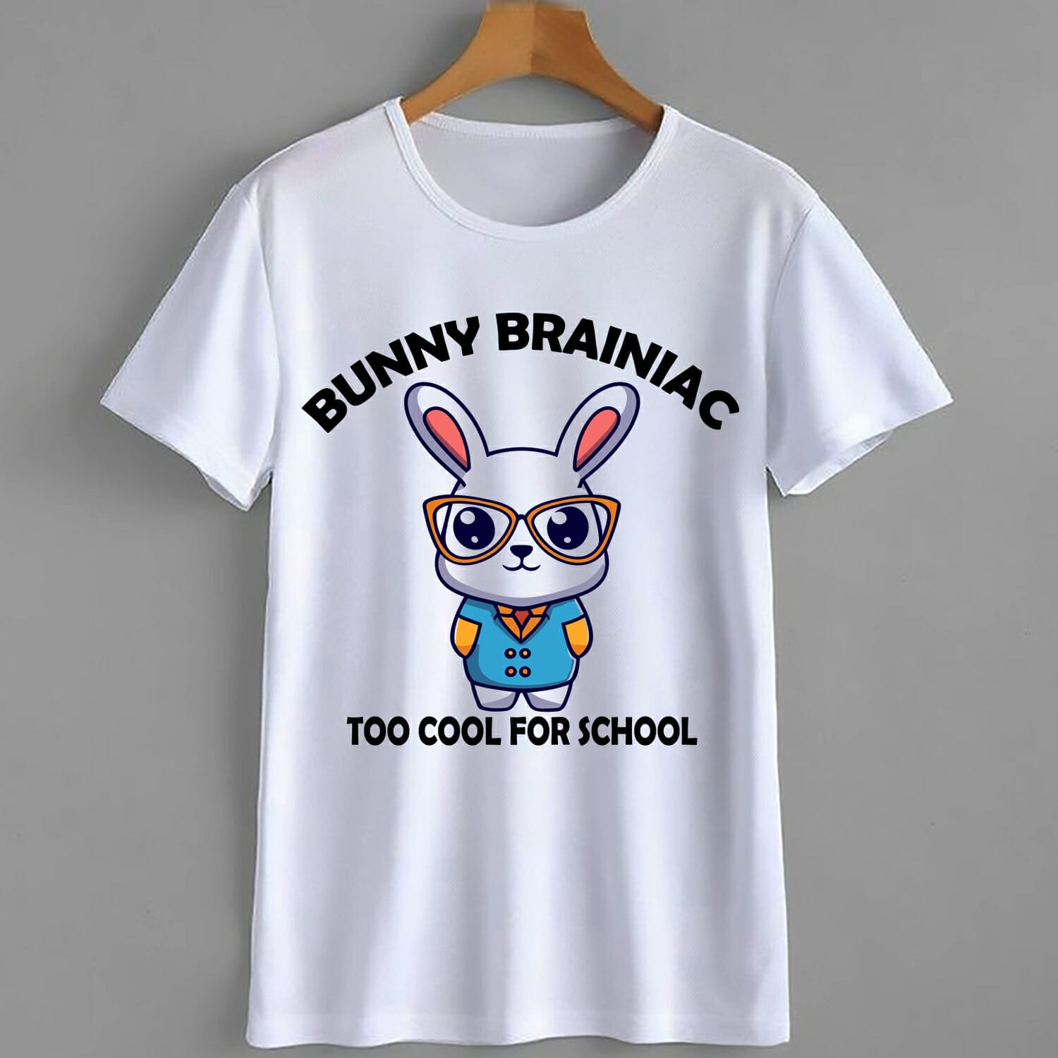 Bunny Brainiac Too Cool For School T-Shirt Design
