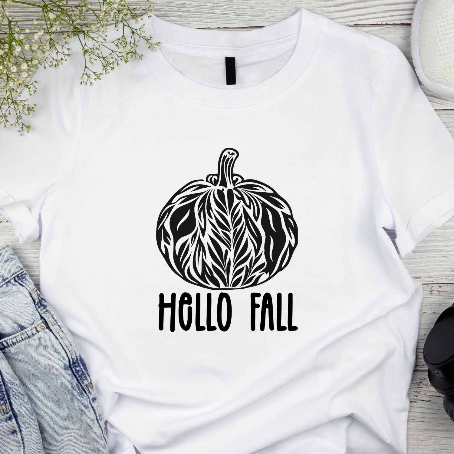 Hello Fall Autumn T-shirt Design