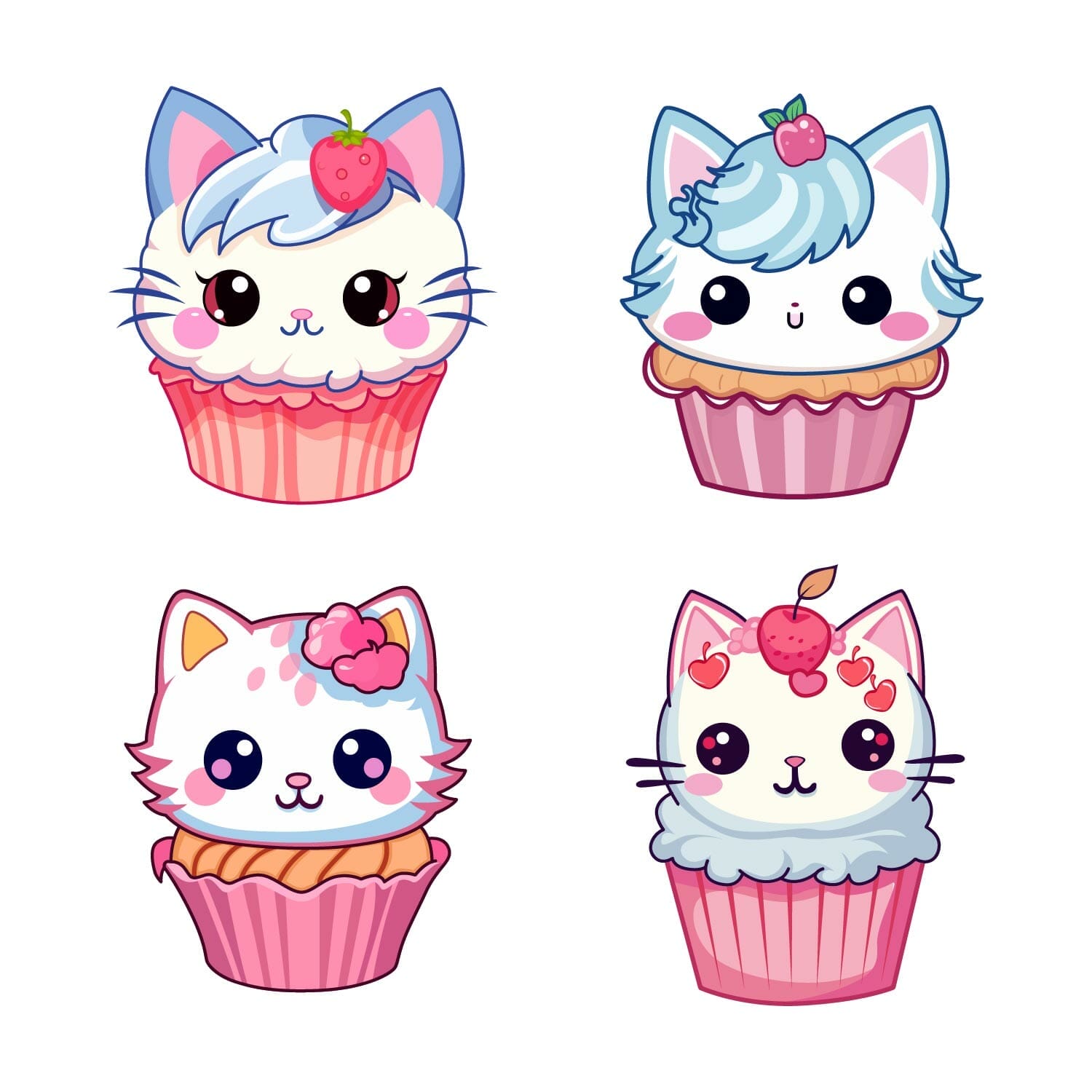 Kawaii style cat Muffin For T-shirt Designs